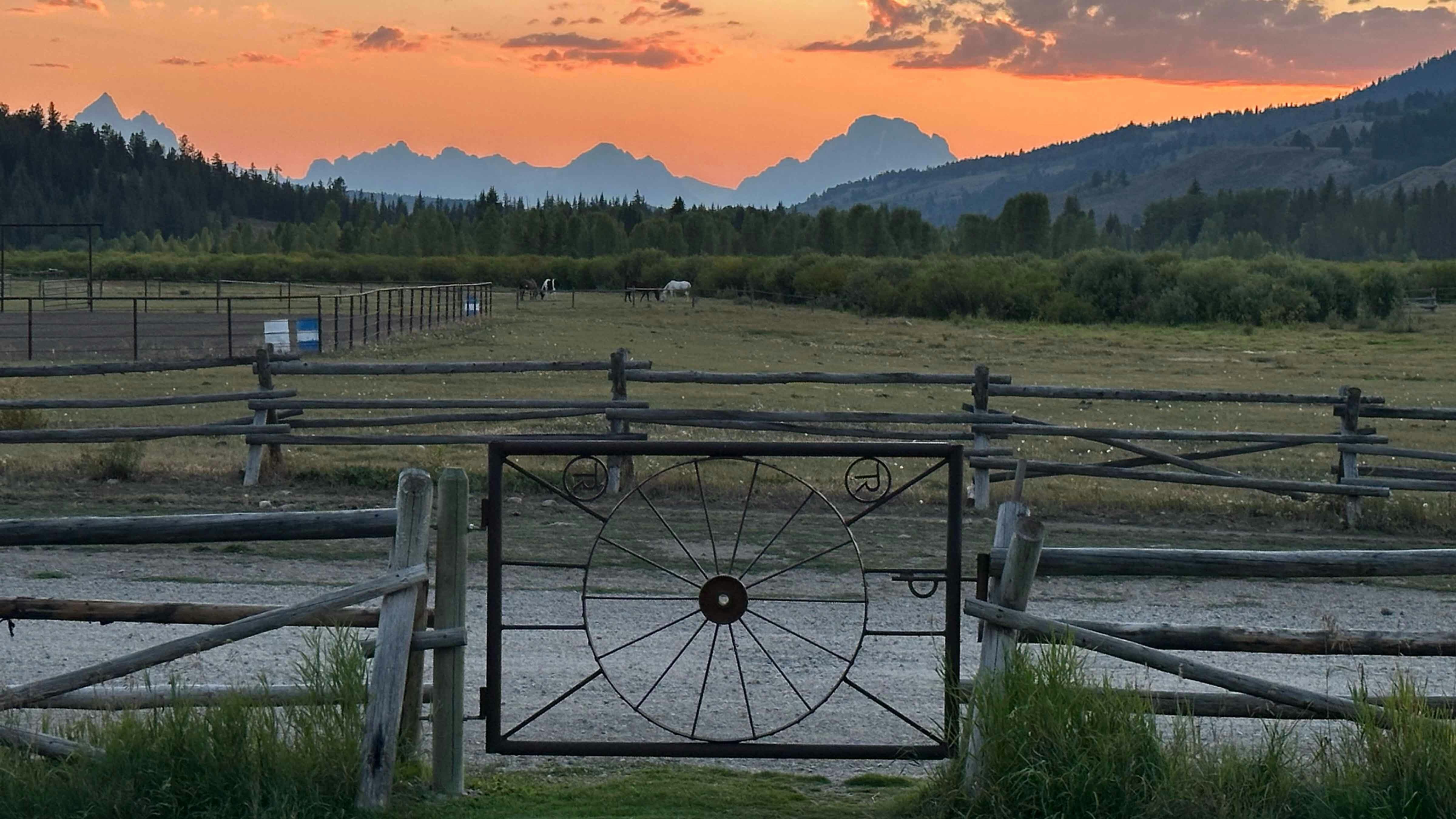 Sunset at Turpin Meadow Ranch in Moran, Wyoming.