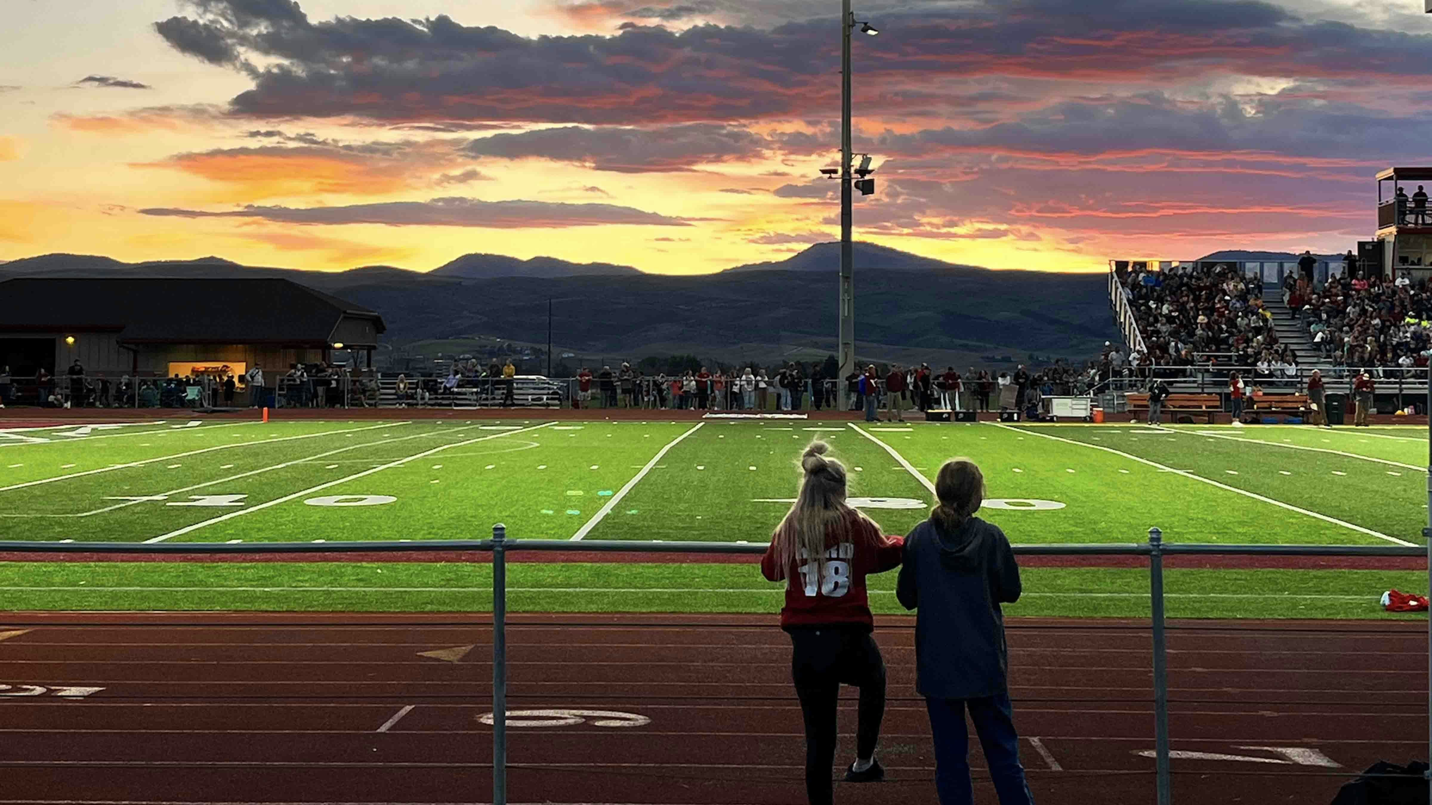 Sunset over Braves' Field in Afton, Wyoming, on Sept. 8, 2023
