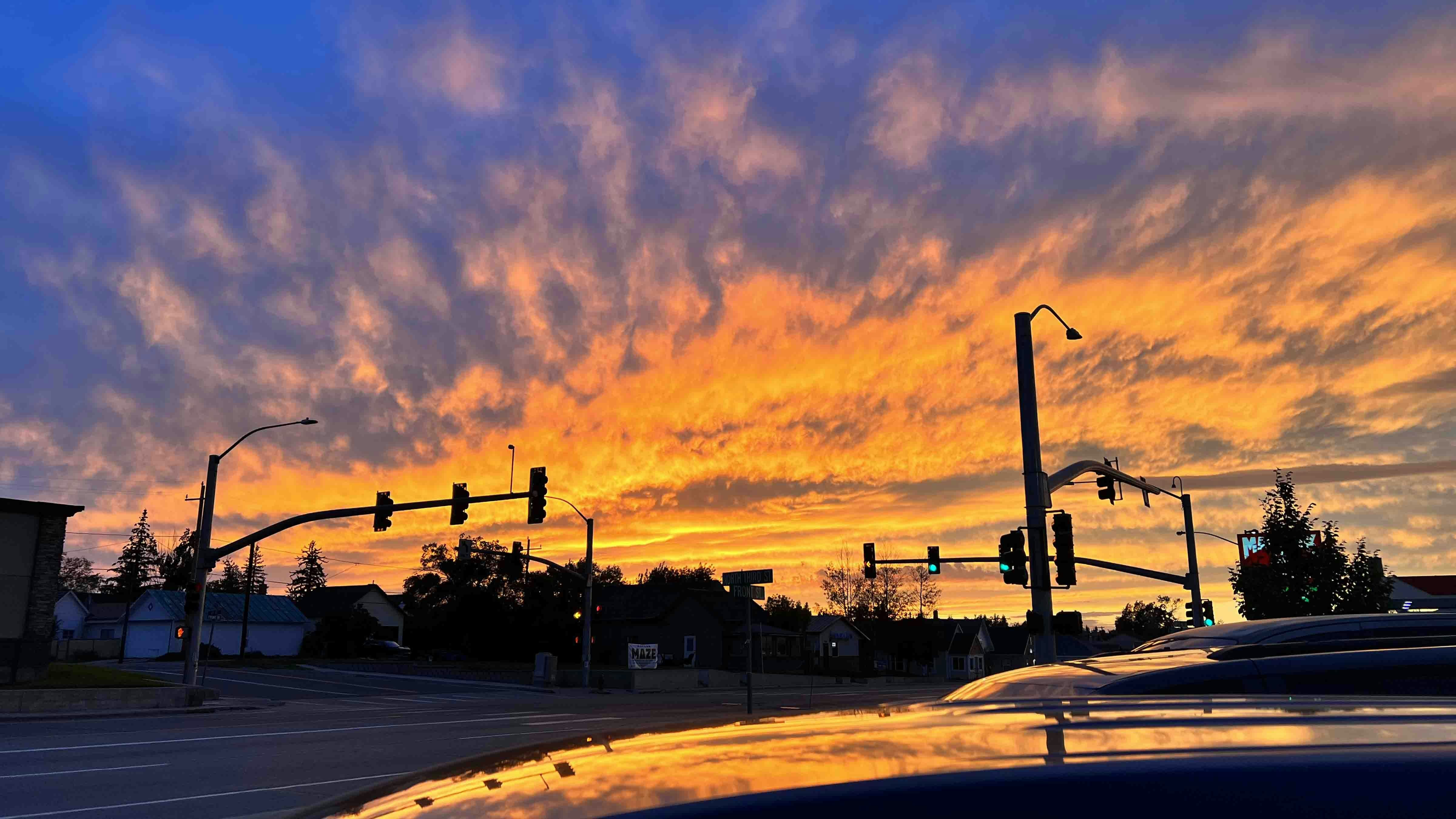 Sunset in Evanston, Wyoming on September 9, 2023.