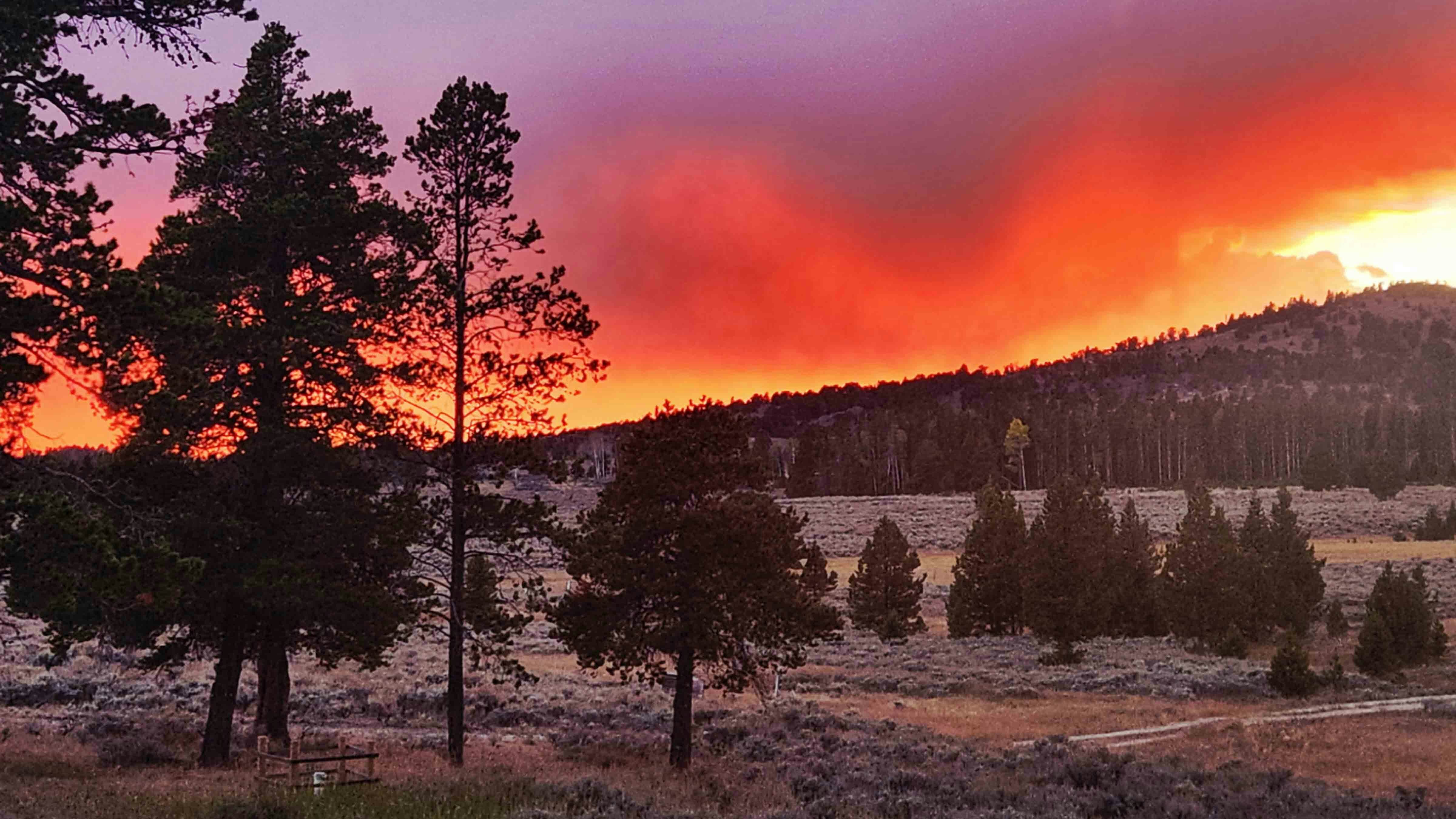 Sunset from the deck of our cabin at Little Medicine, WY (about 35 miles south of Glenrock, WY)