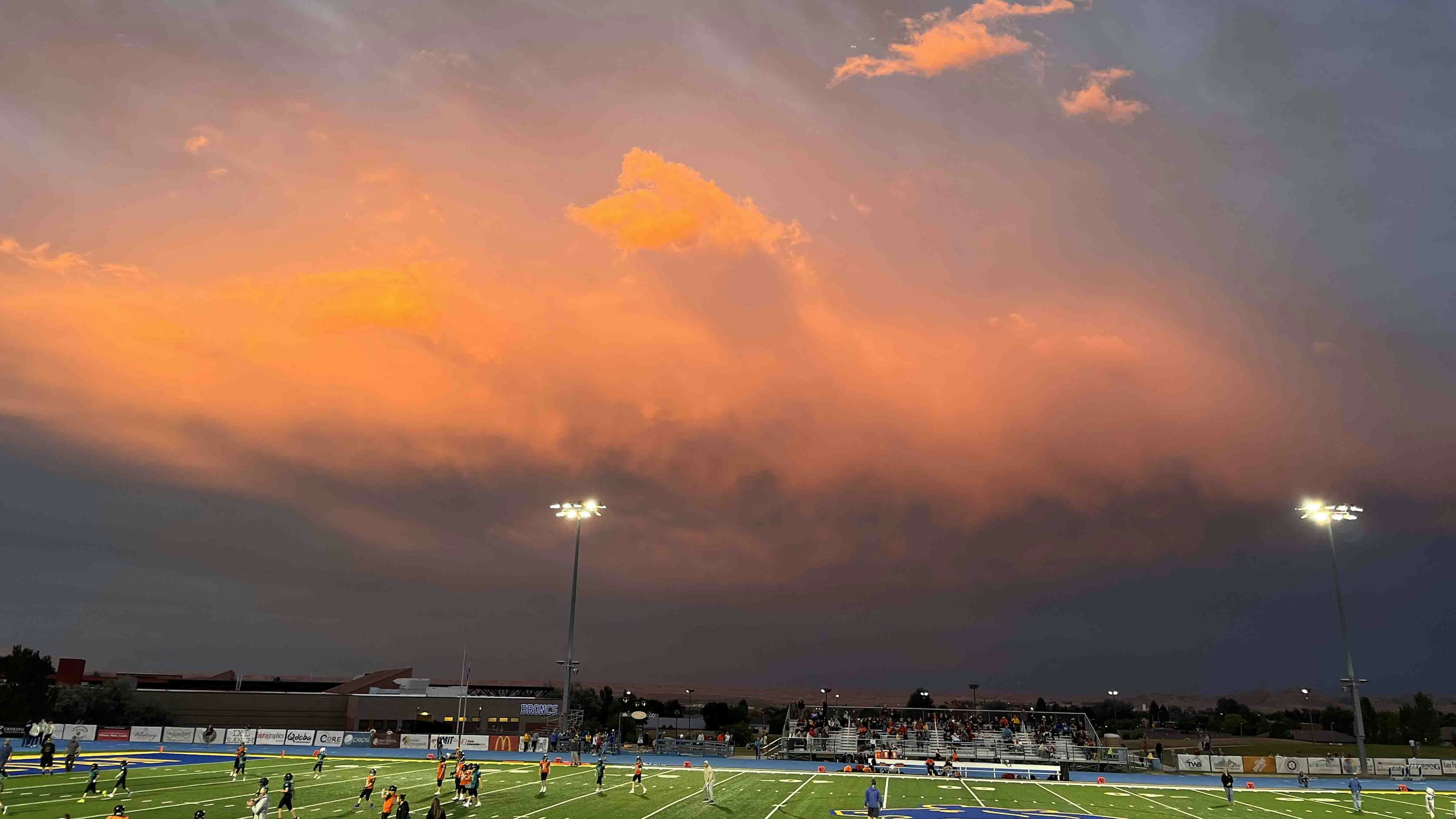 Mother Nature put on an amazing light show for Sheridan’s Friday night light football game!