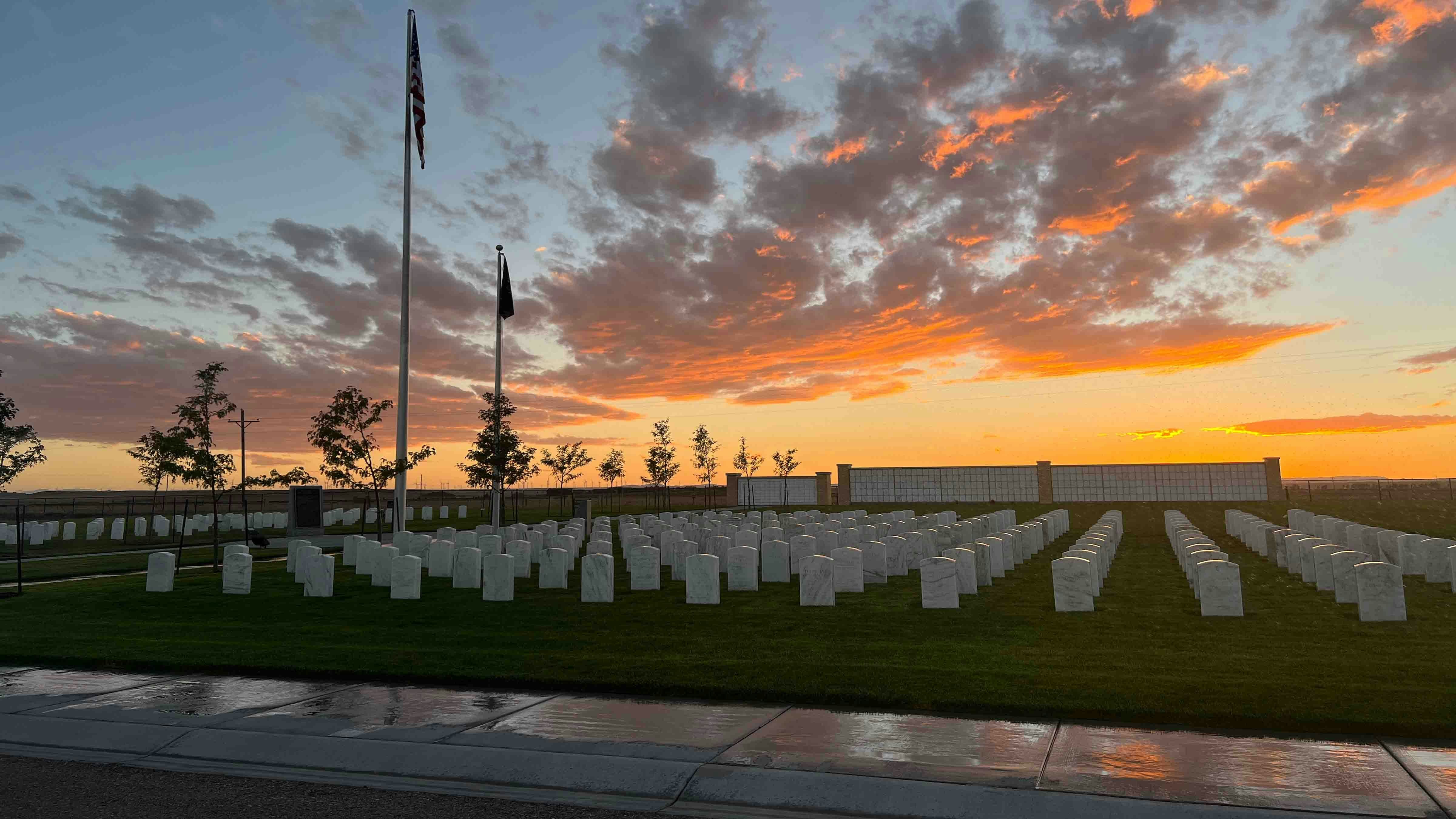 Sunset at Cheyenne National Cemetery on September 19, 2024