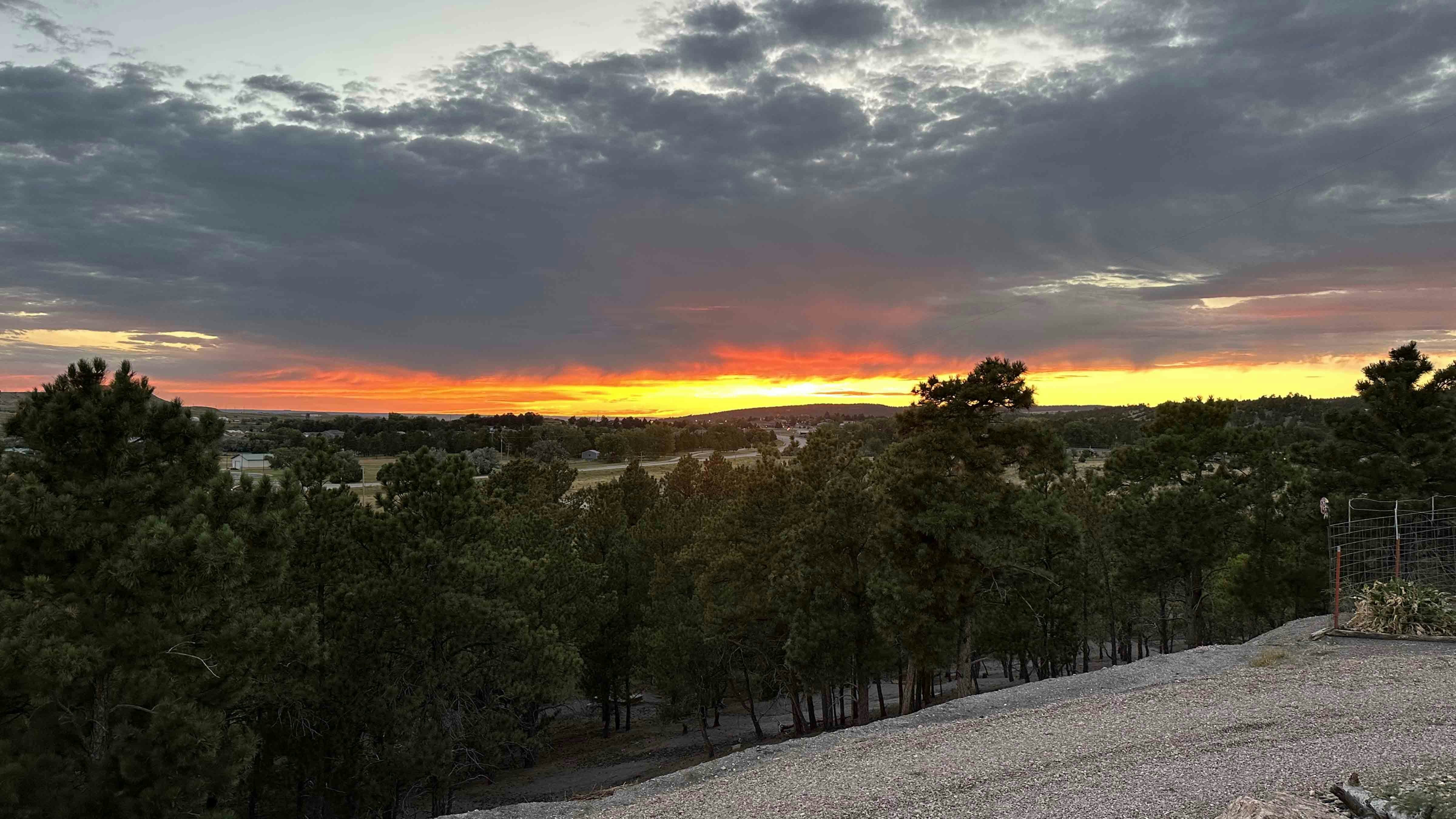 Sunset in Newcastle, Wyoming on August 23, 2023
