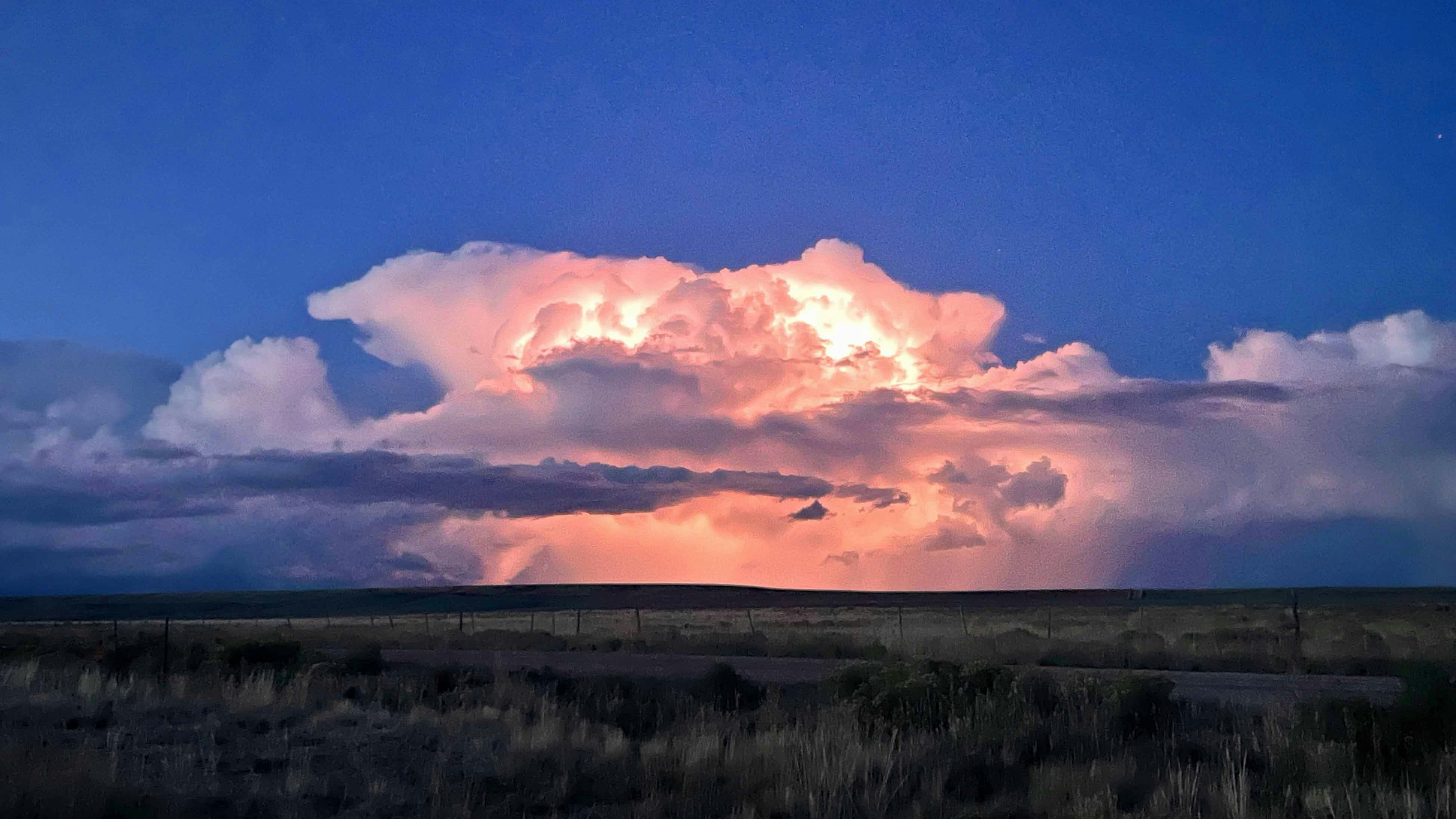 Lightning over Big Piney, Wyoming on September 3, 2023.