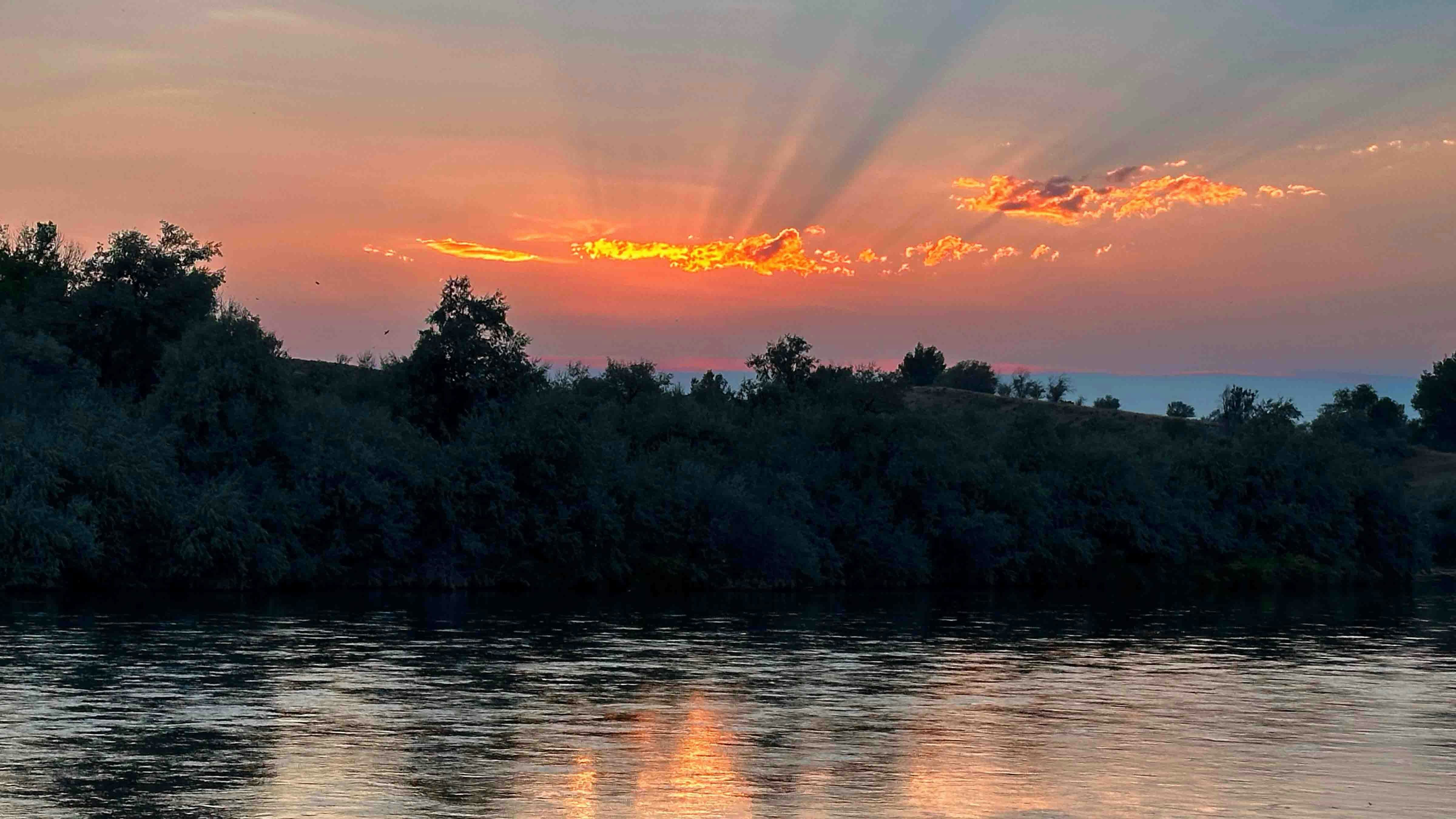 "Sunset north of Thermopolis on the Bighorn River, September 1, 2024."