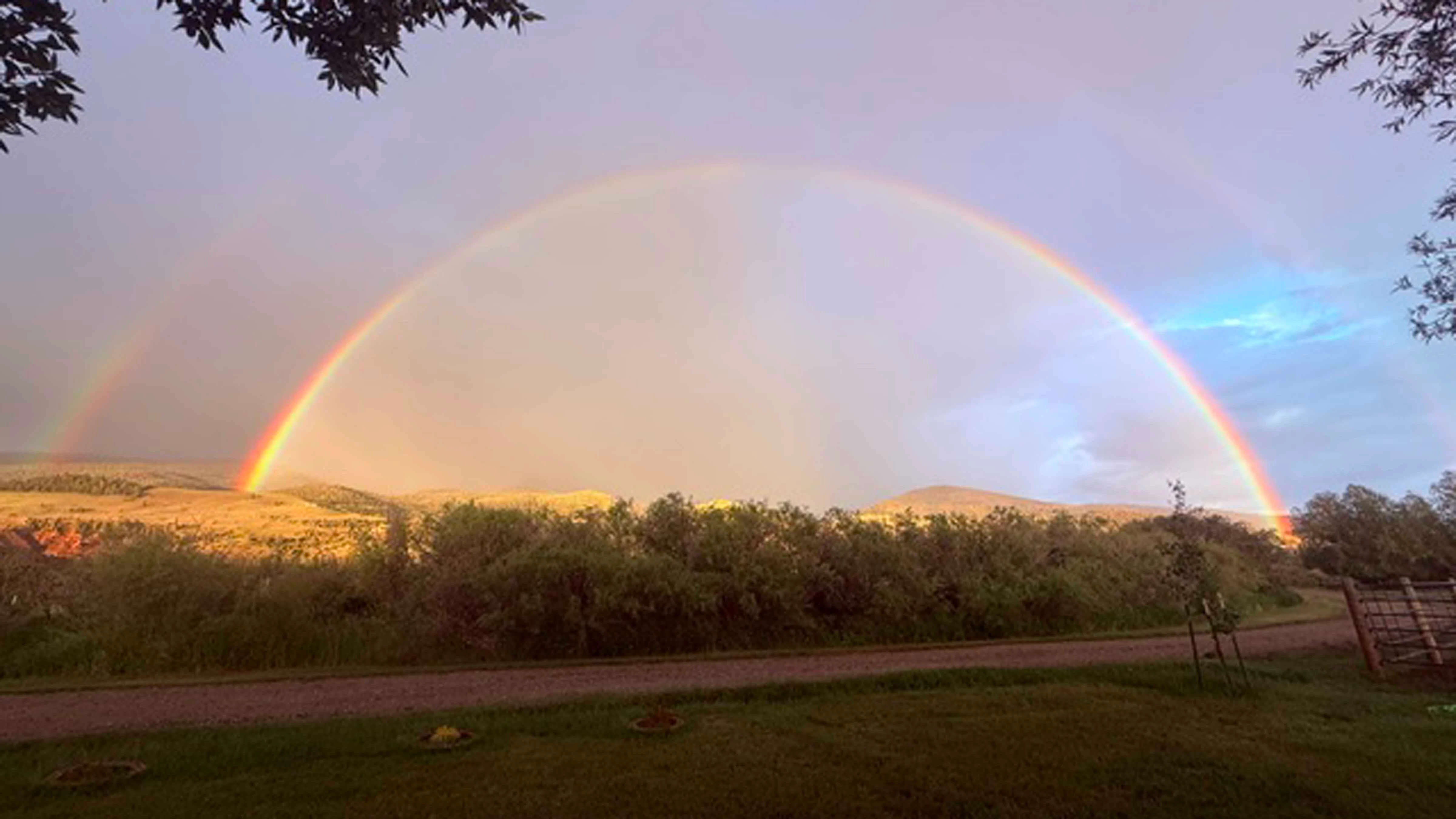 "Beautiful double rainbow over the mountains in Dubois."