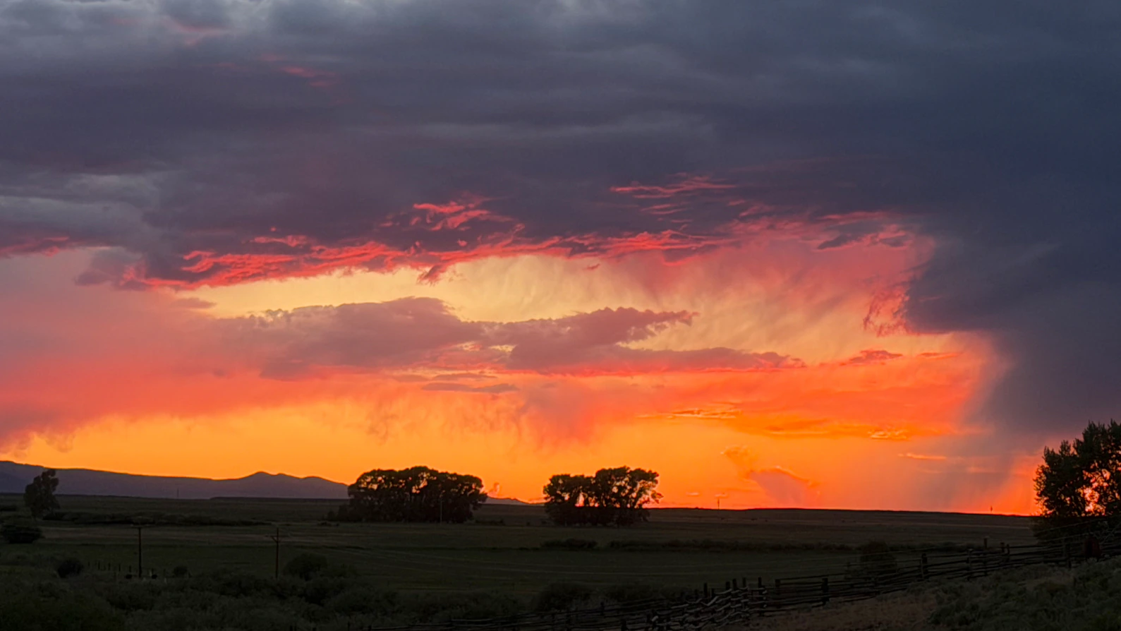 This sunset picture was taken at the Full Send Ranch in Encampment. Beautiful night sky.