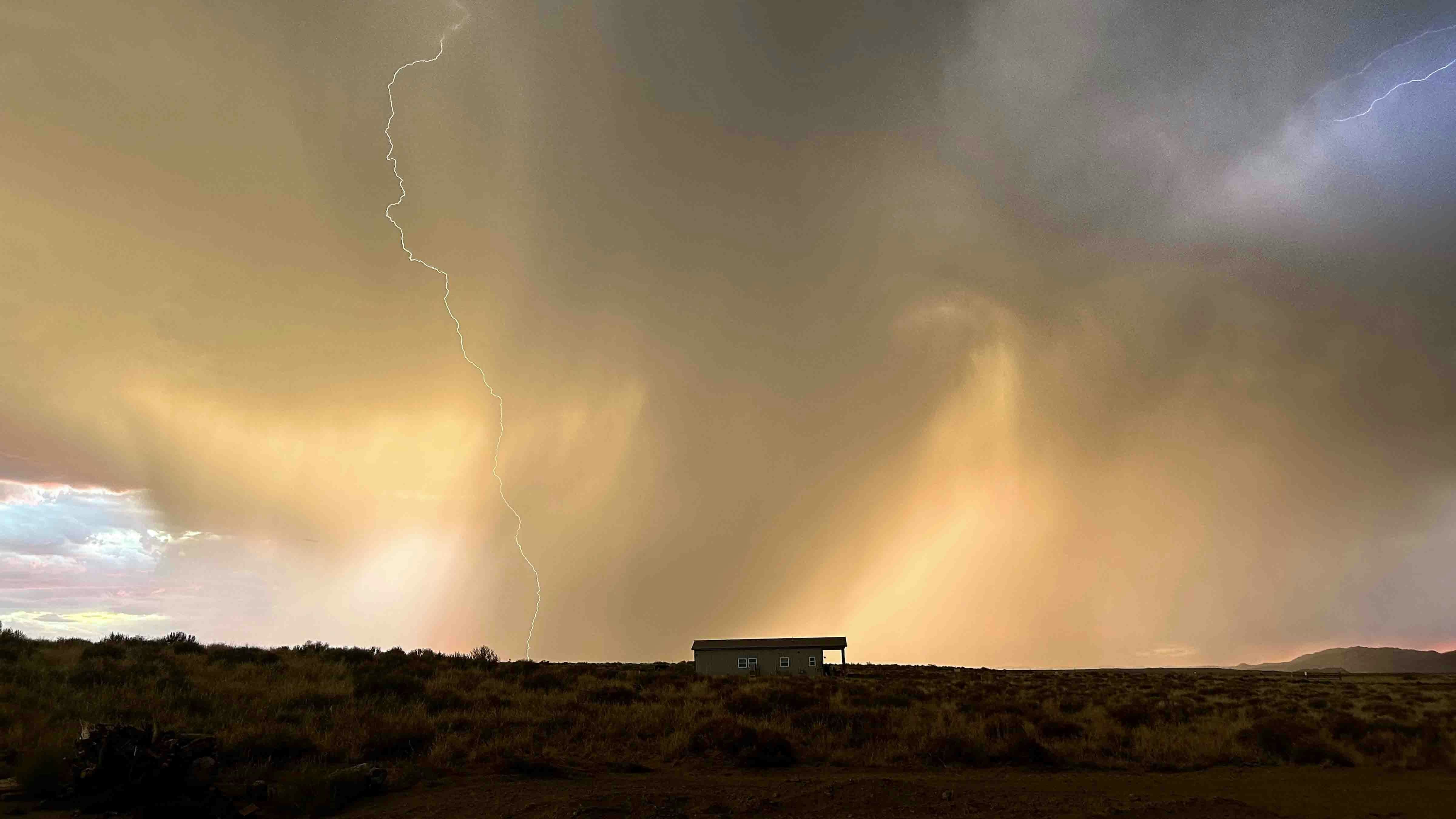 Storm approaching Greybull, Wyoming. "The power and beauty of nature on full display with backdrop of stillness of the quiet Big Horn Basin. Spectacular!"