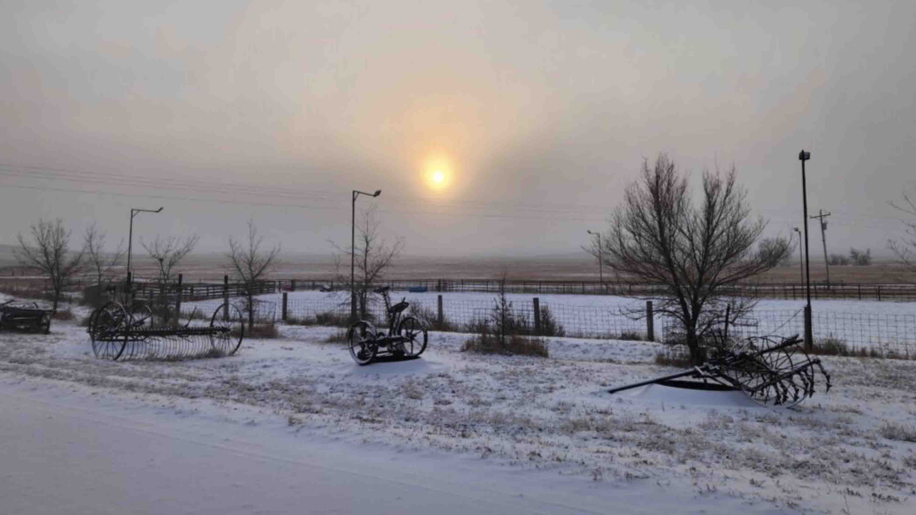 "Farming equipment from days gone by used by past generations to settle Wyoming. North of Gillette."