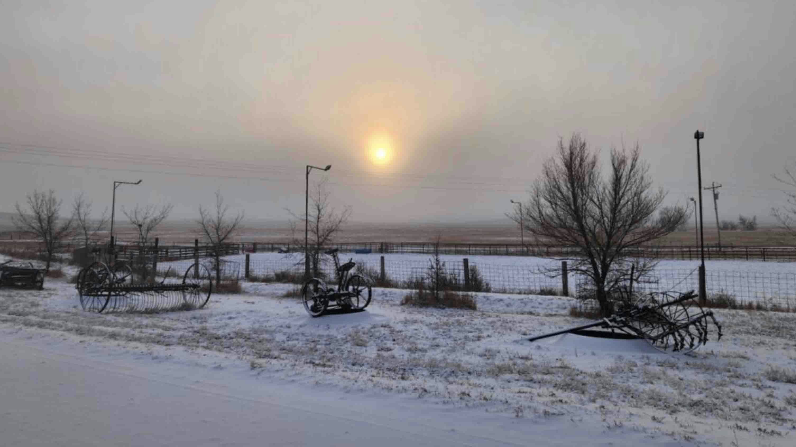 "Farming equipment from days gone by used by past generations to settle Wyoming. North of Gillette."