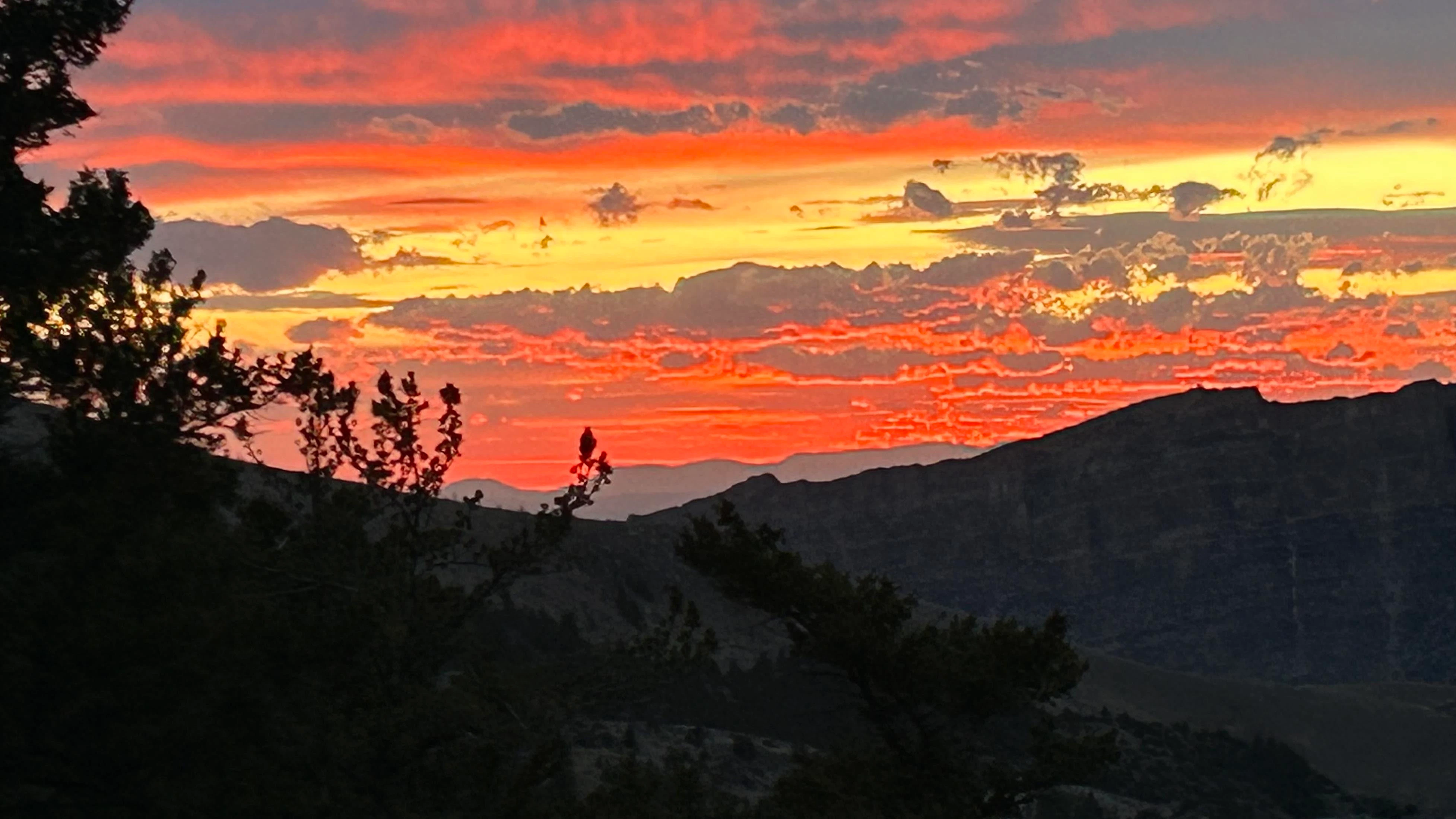 Stunning colors of the sunset looking west from Shell Canyon in the Big Horn Mountains.