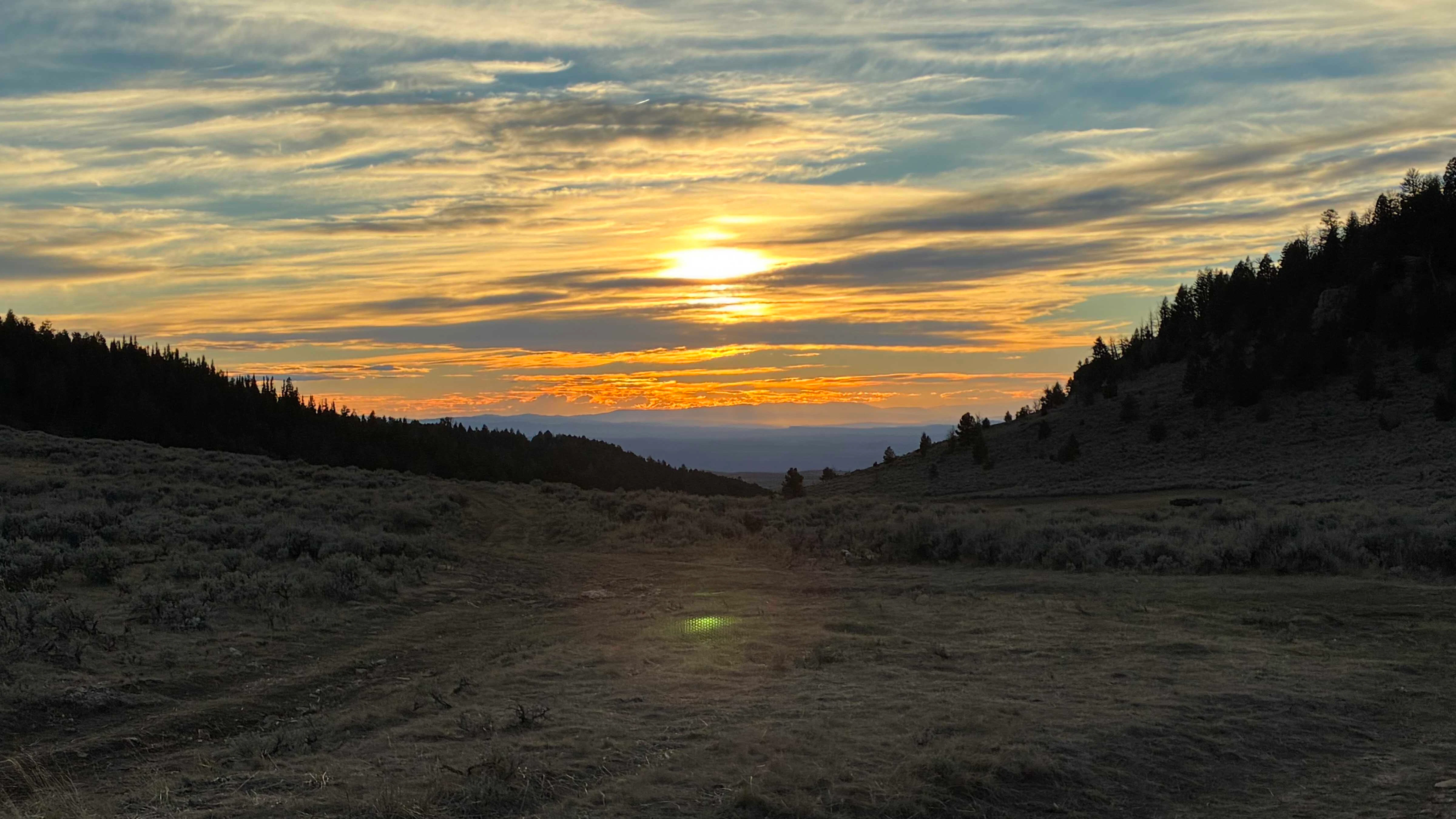 Sunset on the south end of the Big Horn Mountains after a successful day of elk hunting.