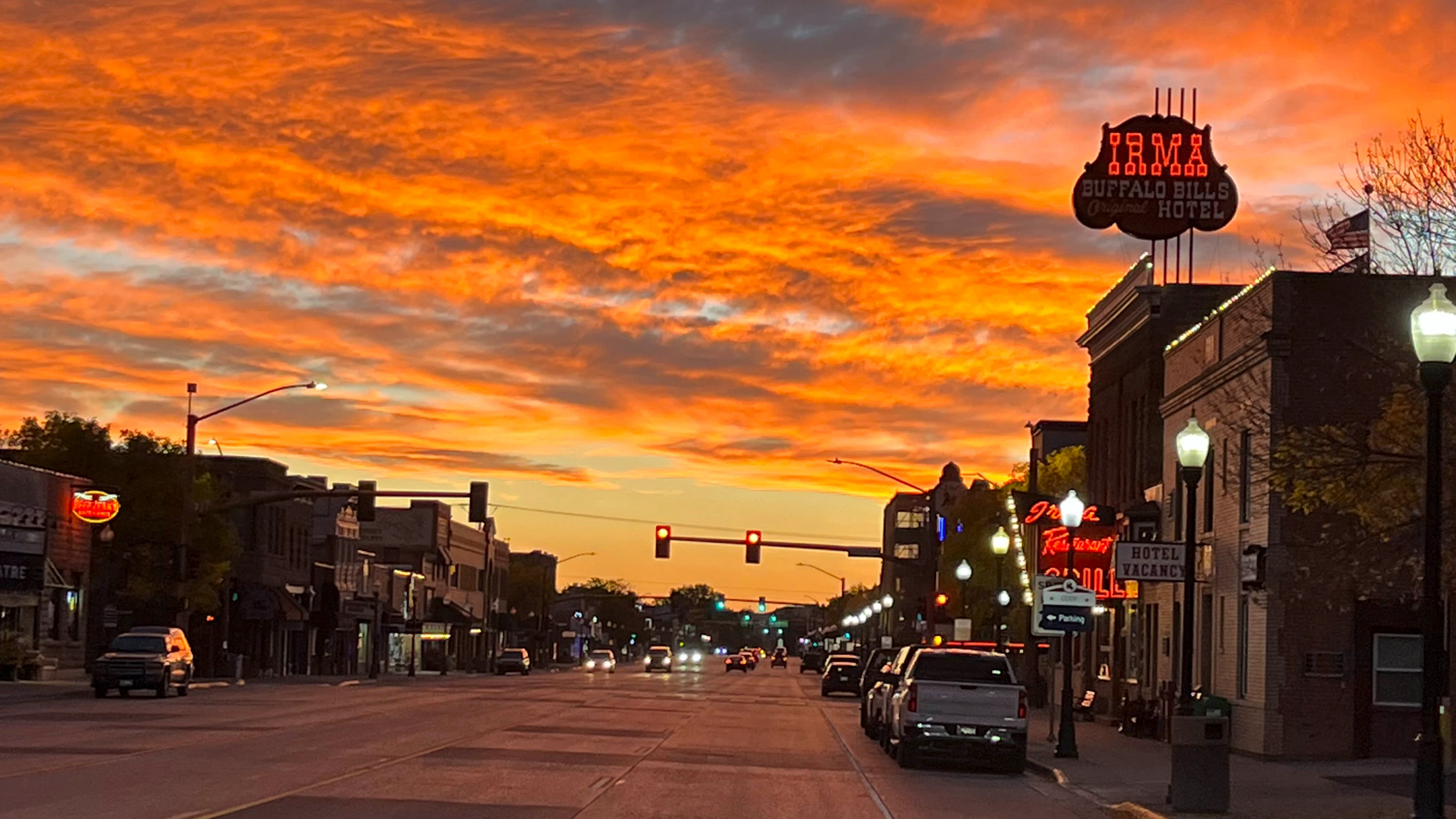 "Driving through Cody this morning."