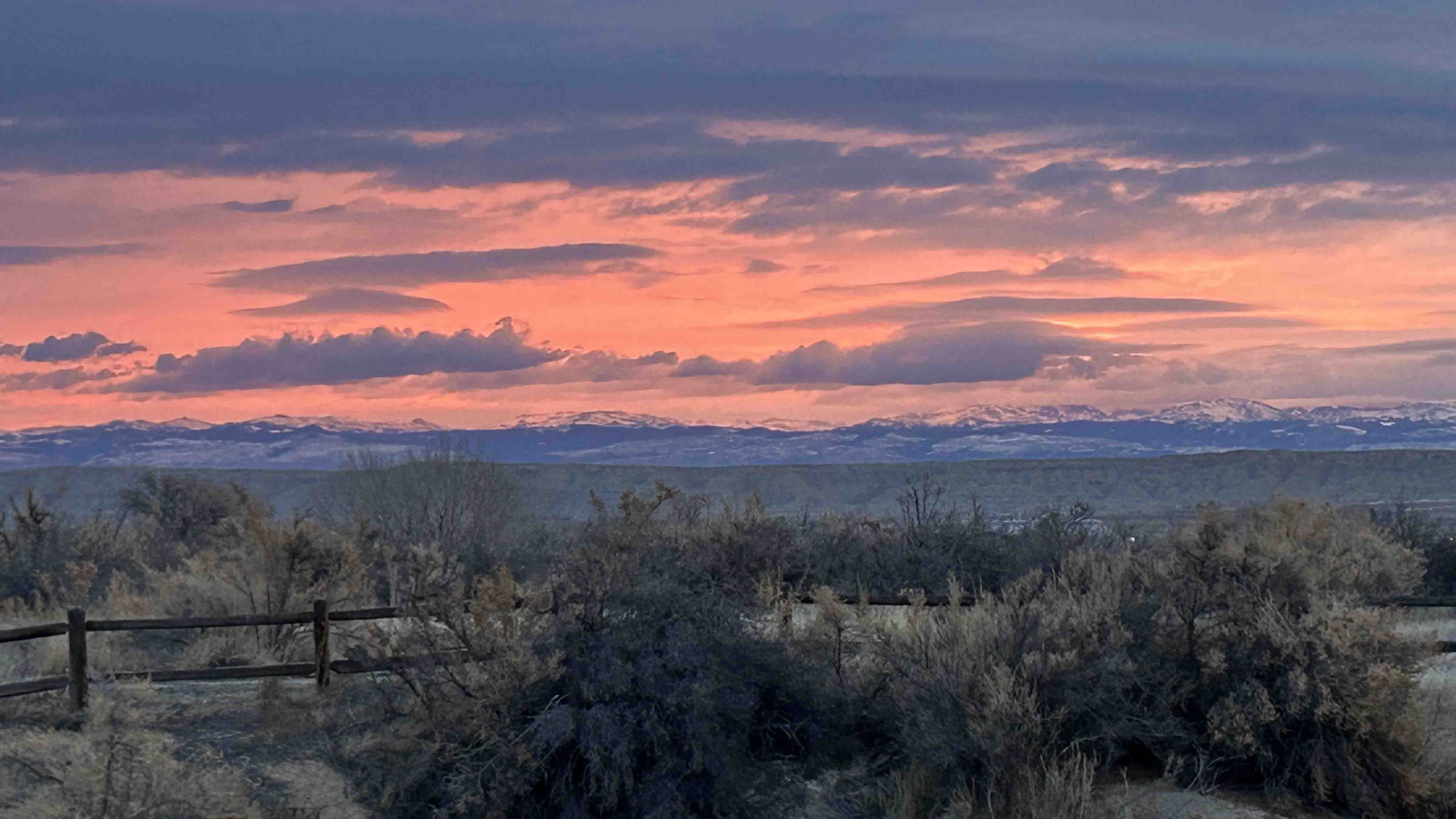 "Just north of where the sun peeks over the Bighorn Mountains, the colors are beautiful."