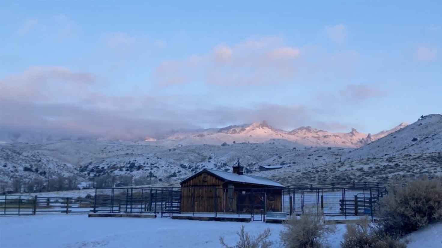 Beautiful morning with fresh snow southwest of Cody.