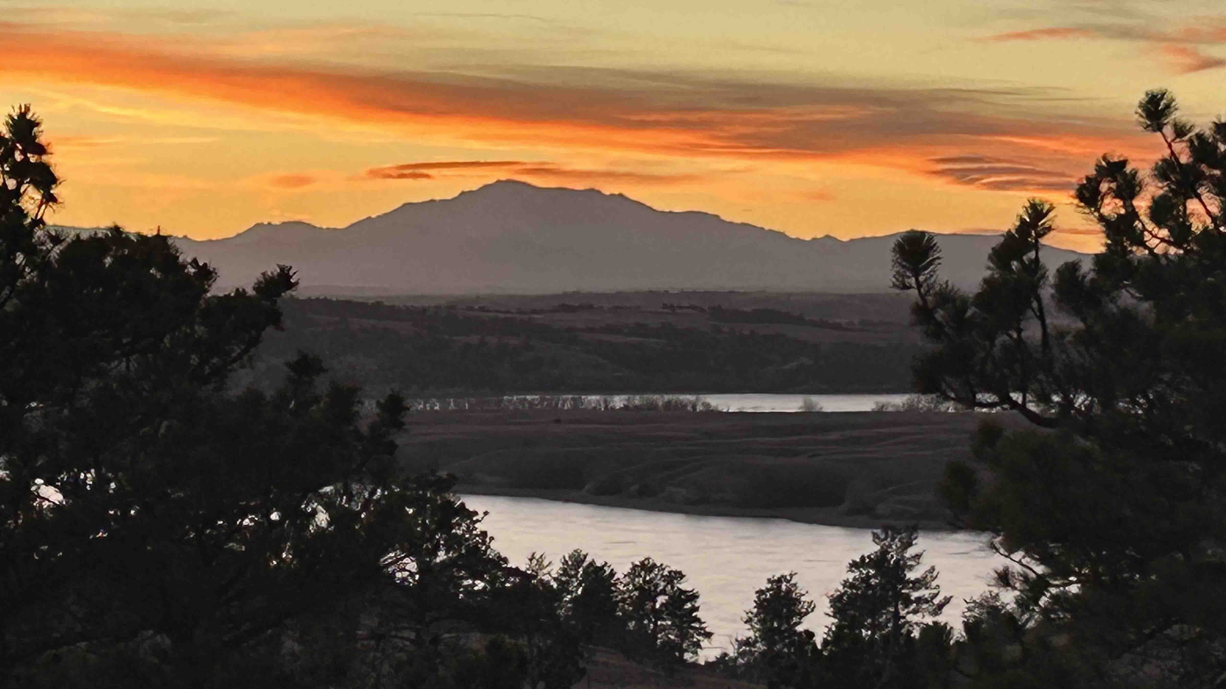 "Shot at sunset of Laramie Peak from Guernsey State Park."