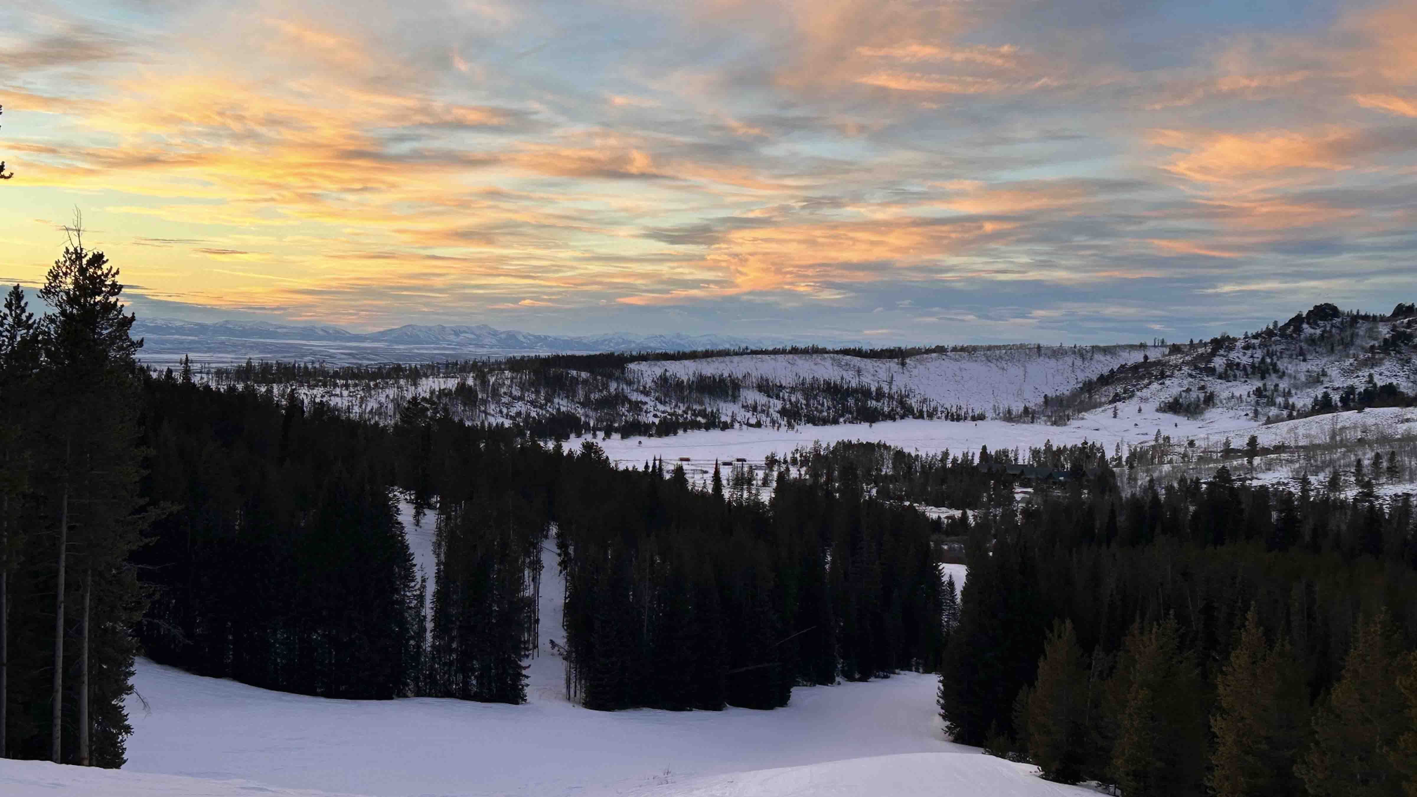 "Sunset over White Pine Resort while getting a little evening alpine touring exercise."