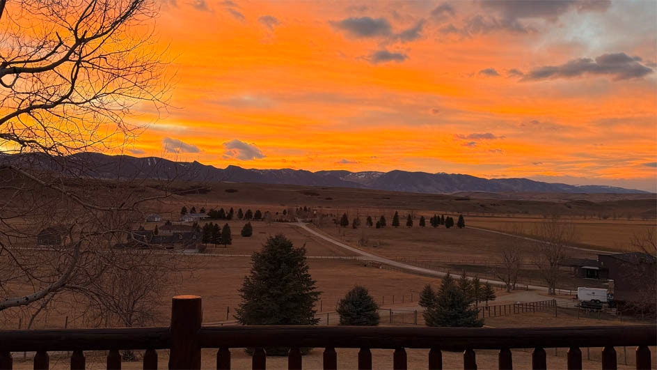 "Sunset over the Big Horn Mountains. Gorgeous scene from our deck."