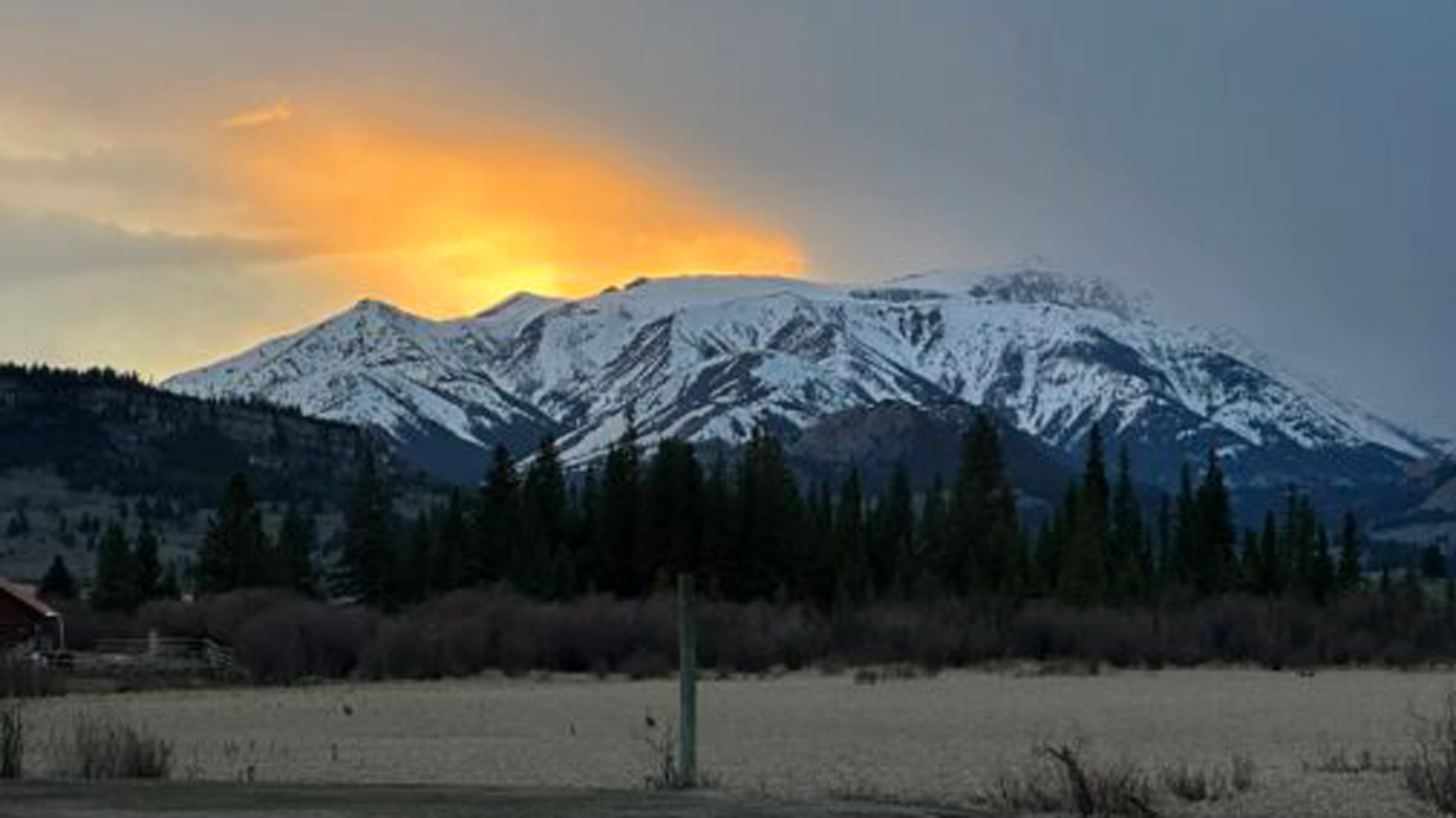 "Sunset over Hurricane Mesa in the Crandall area, located in the northwest corner of Wyoming. Looked as if the mountain was on fire."