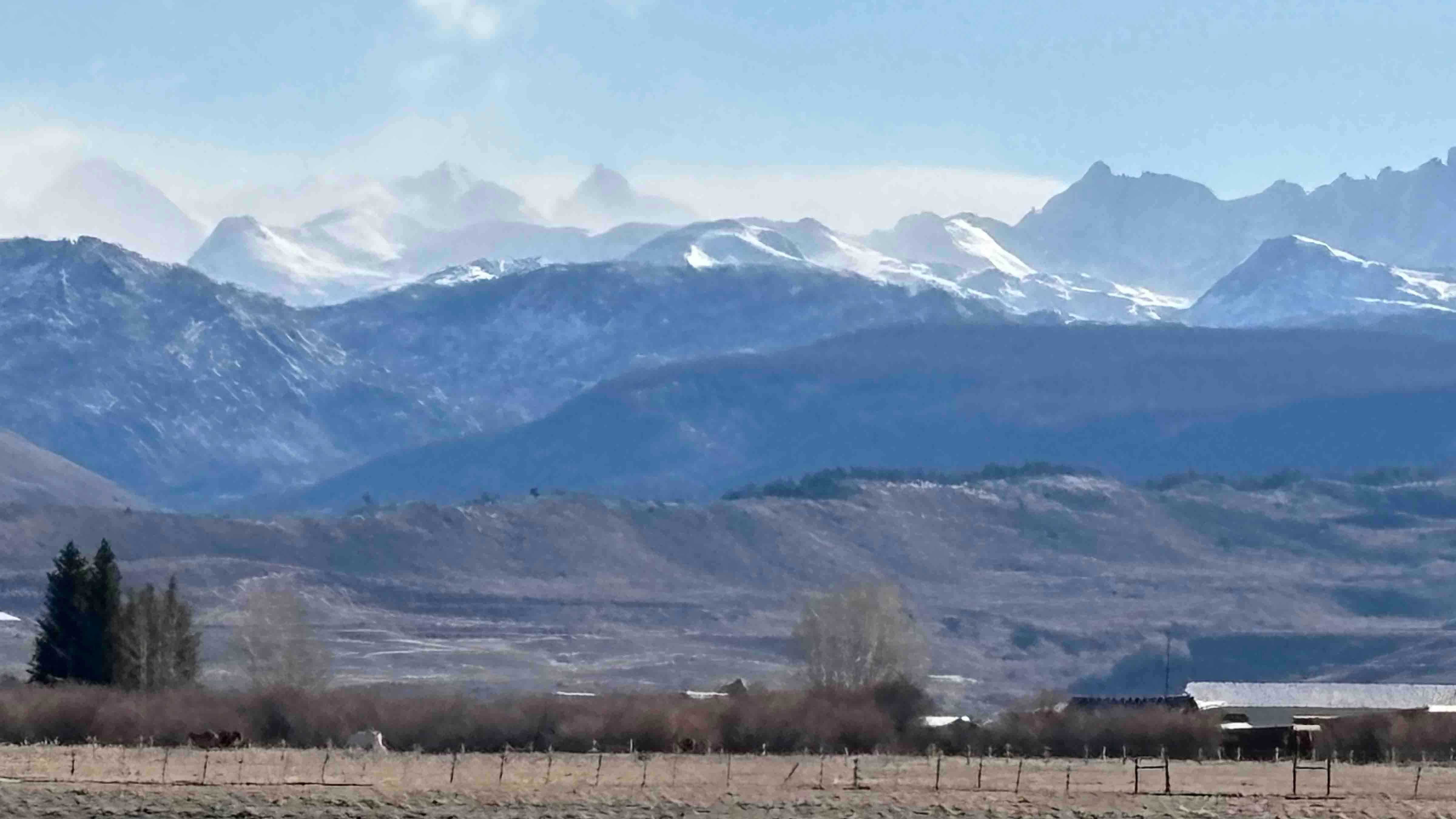"Enjoying a beautiful and mystical snow squall above New Fork Canyon in the Wind River Range on Friday evening."