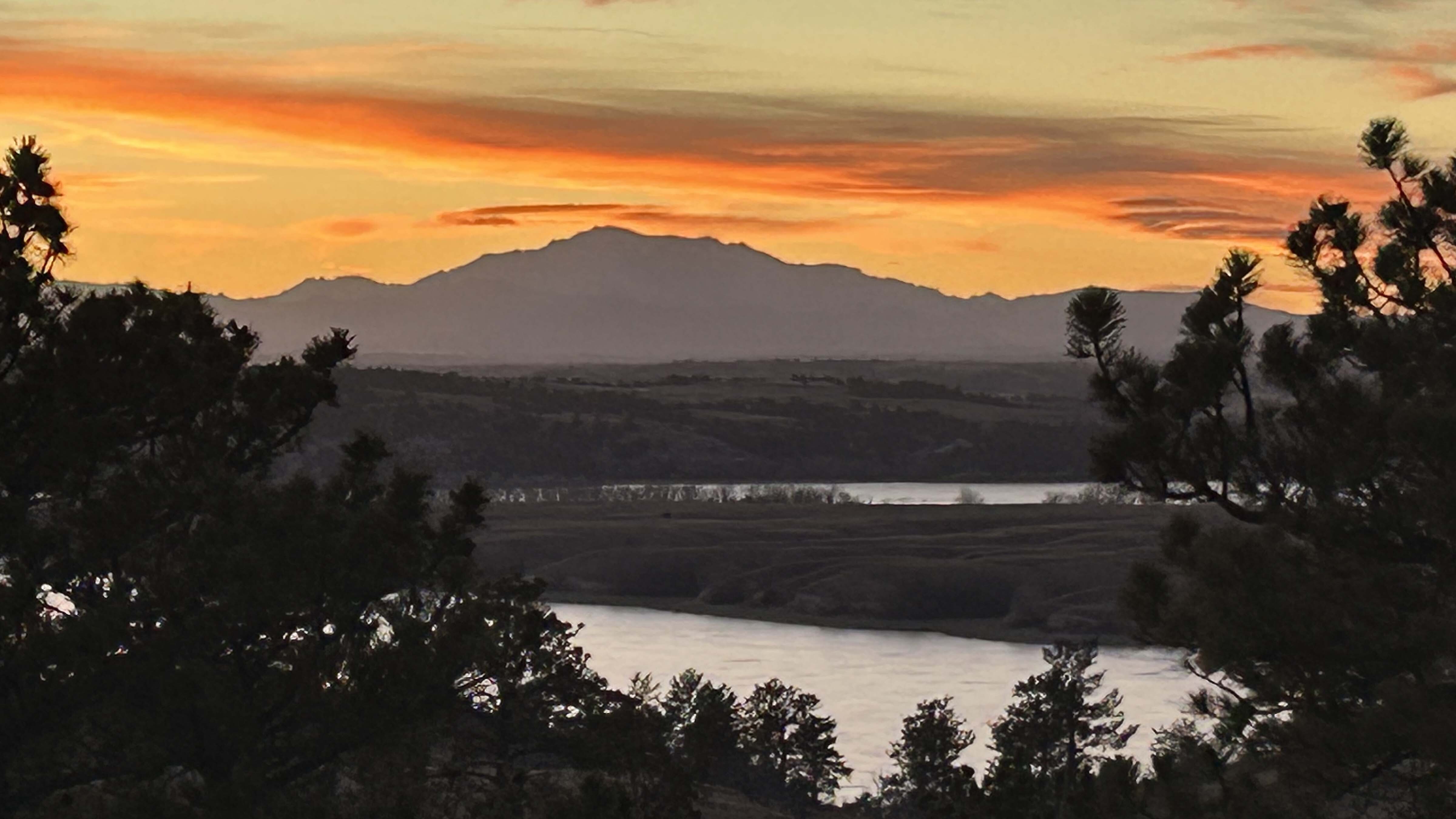 "Shot at sunset of Laramie Peak from Guernsey State Park."