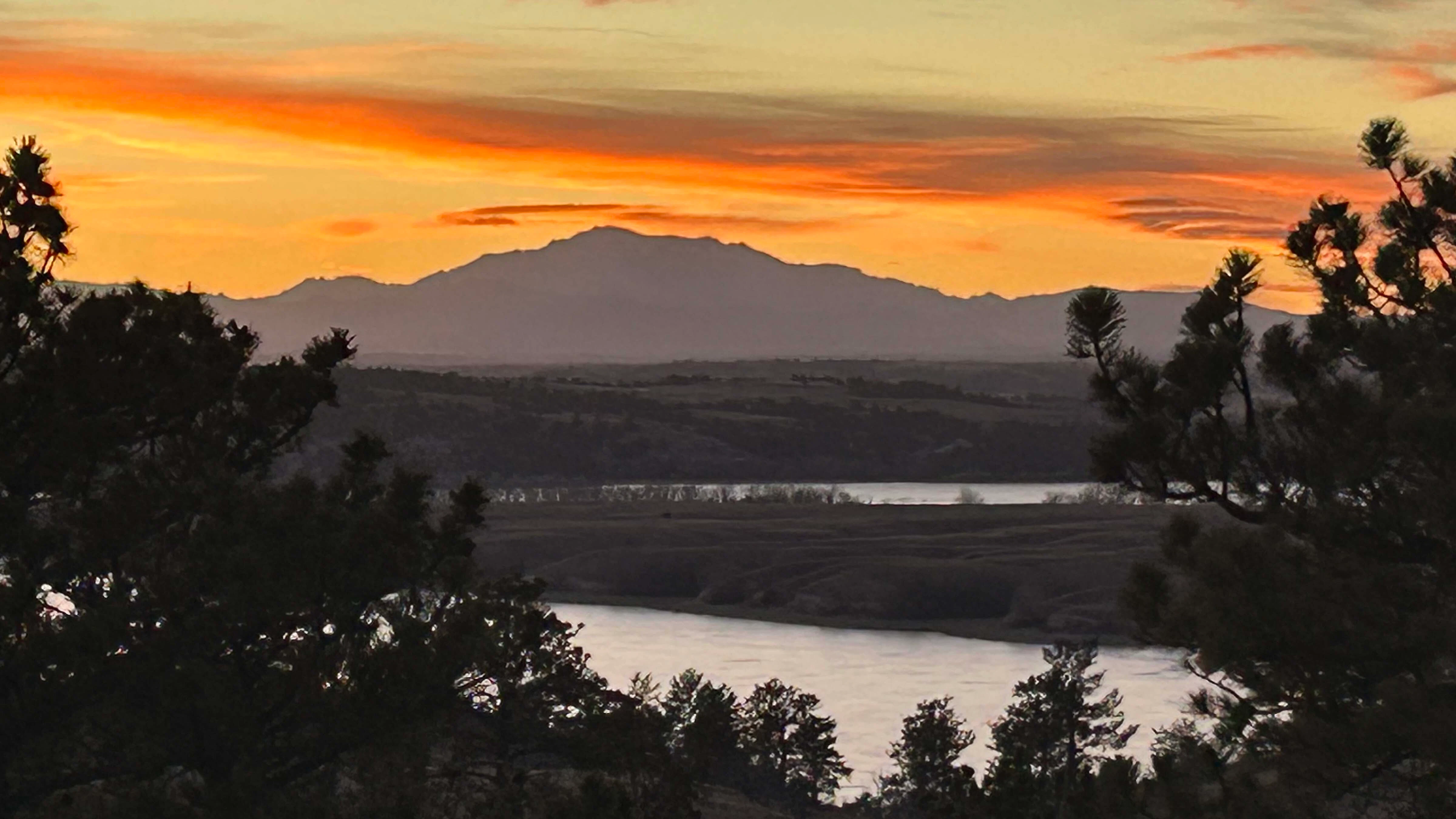 "Shot at sunset of Laramie Peak from Guernsey State Park."