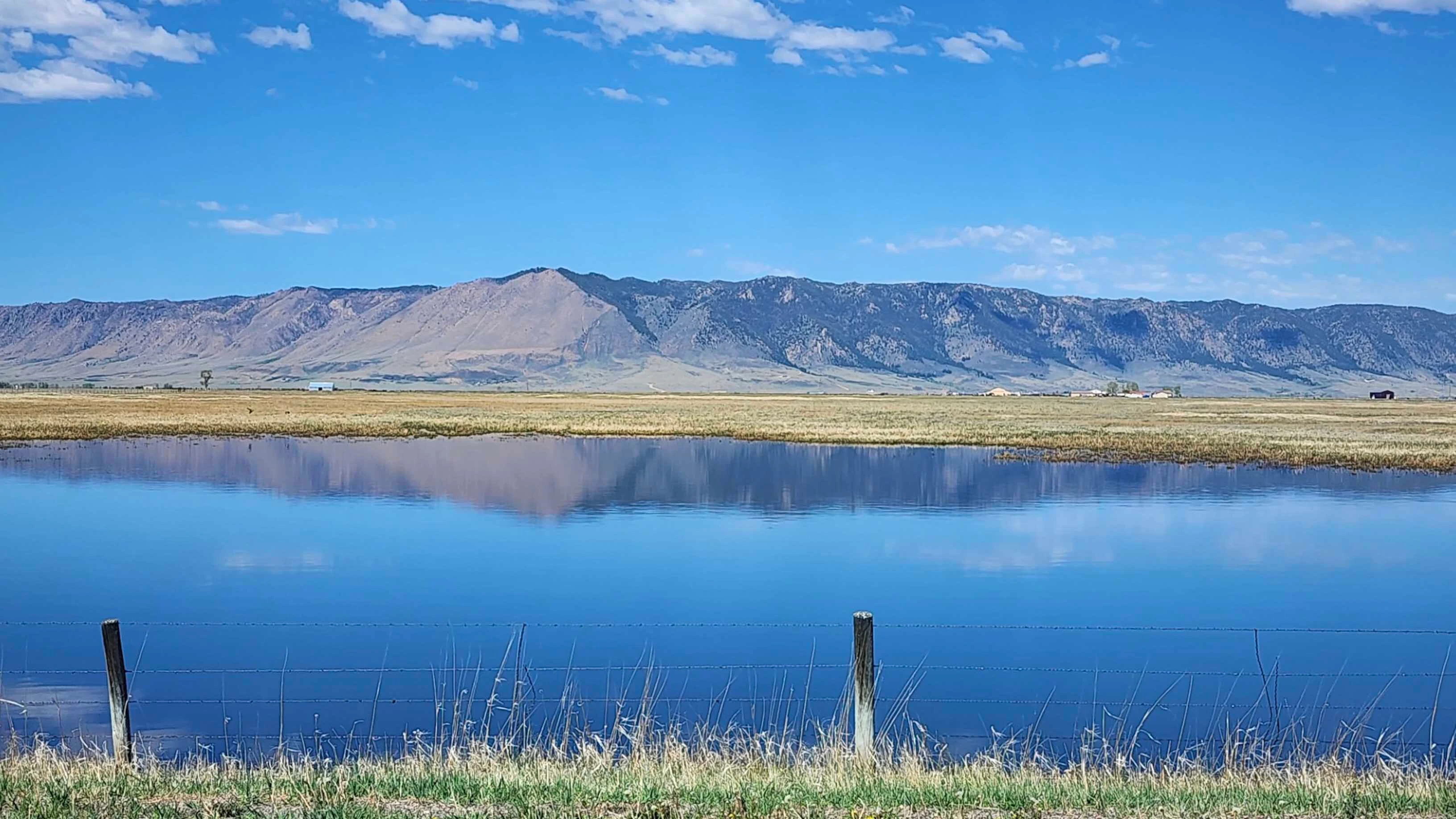 "Sheep Mountain reflecting! Near Harmony, Wyoming."