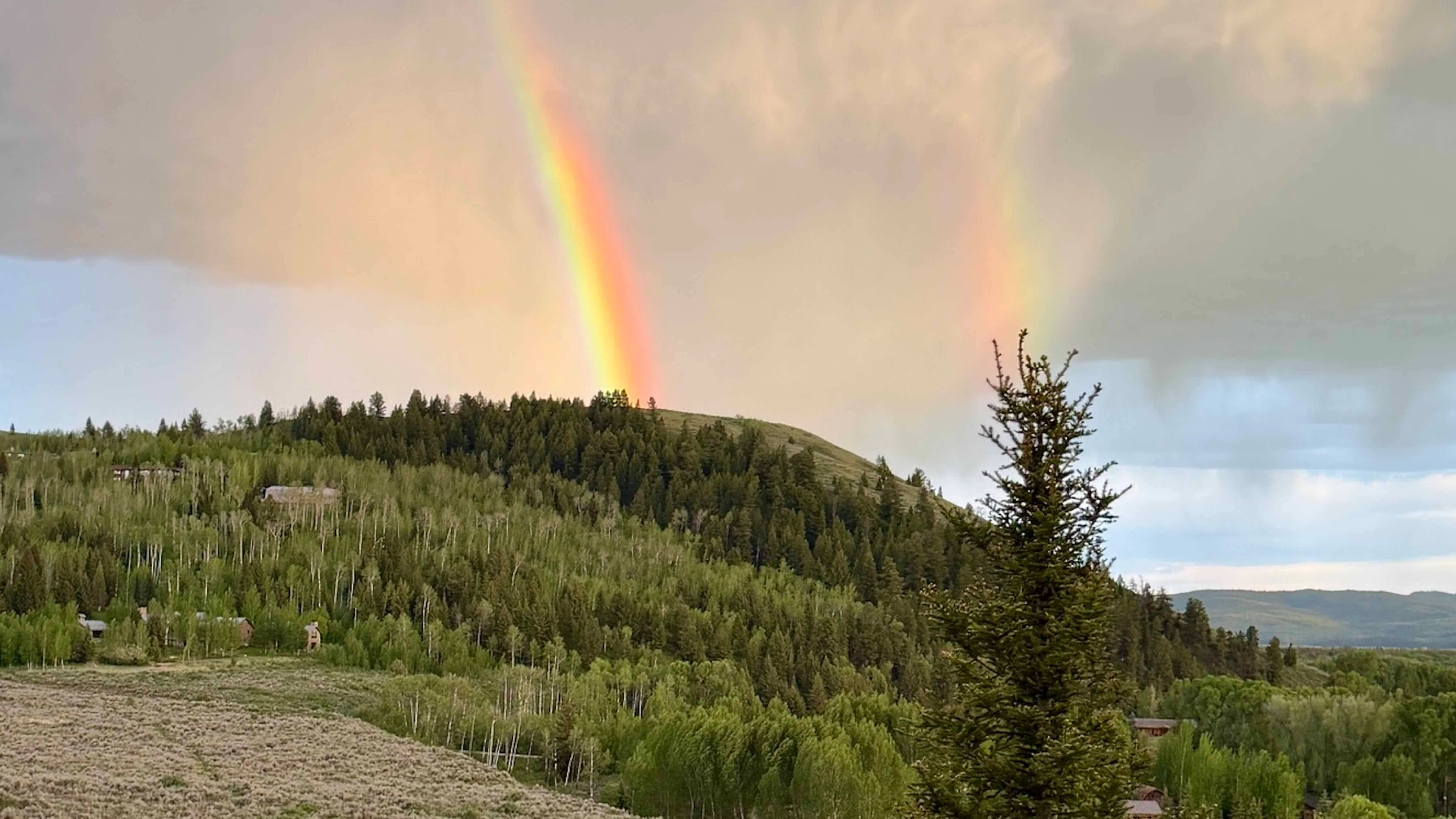 Double rainbow over Boyle's Hill, Teton County
