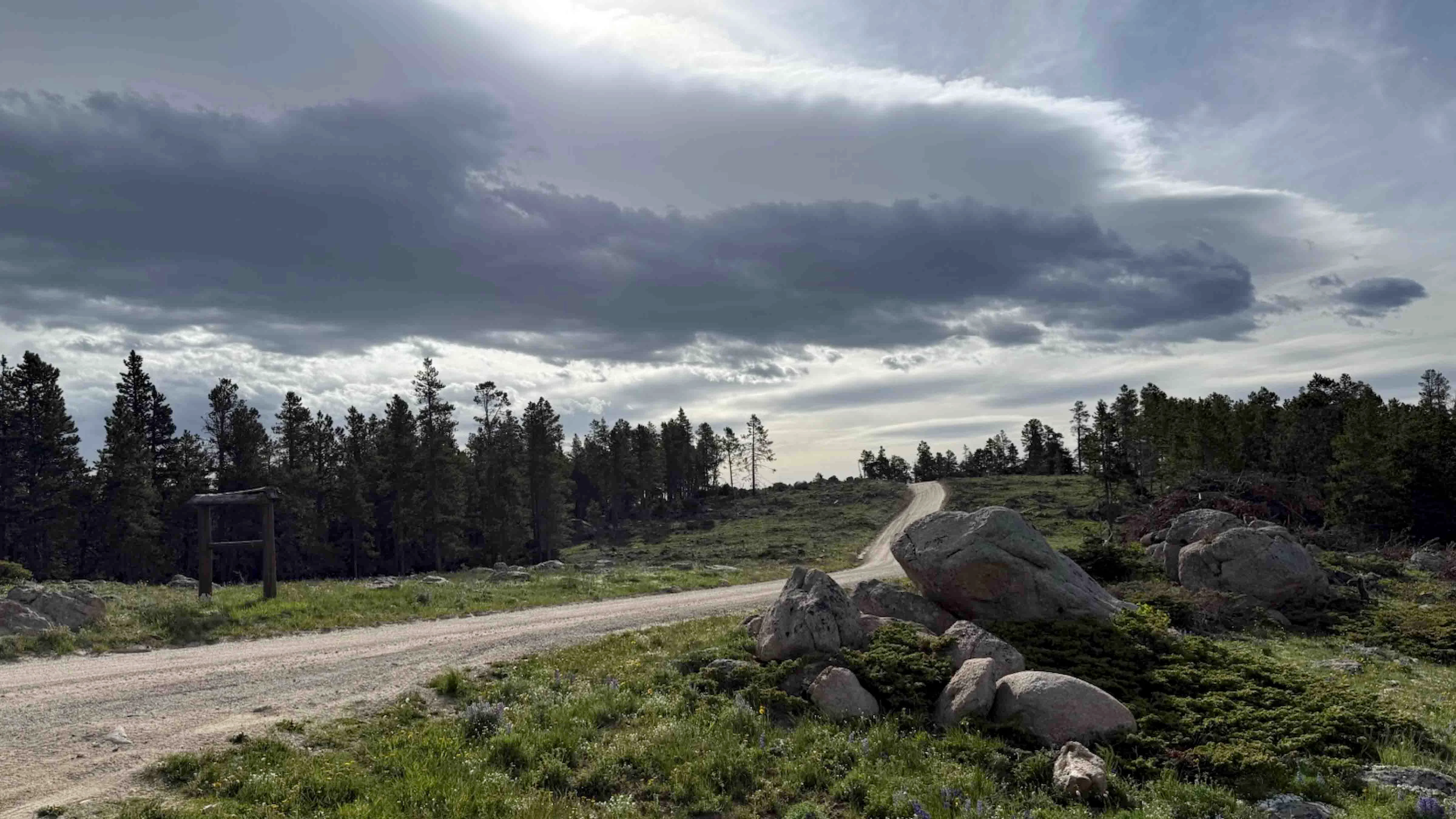 Rain clouds moving toward the Bighorns above Sheridan.
