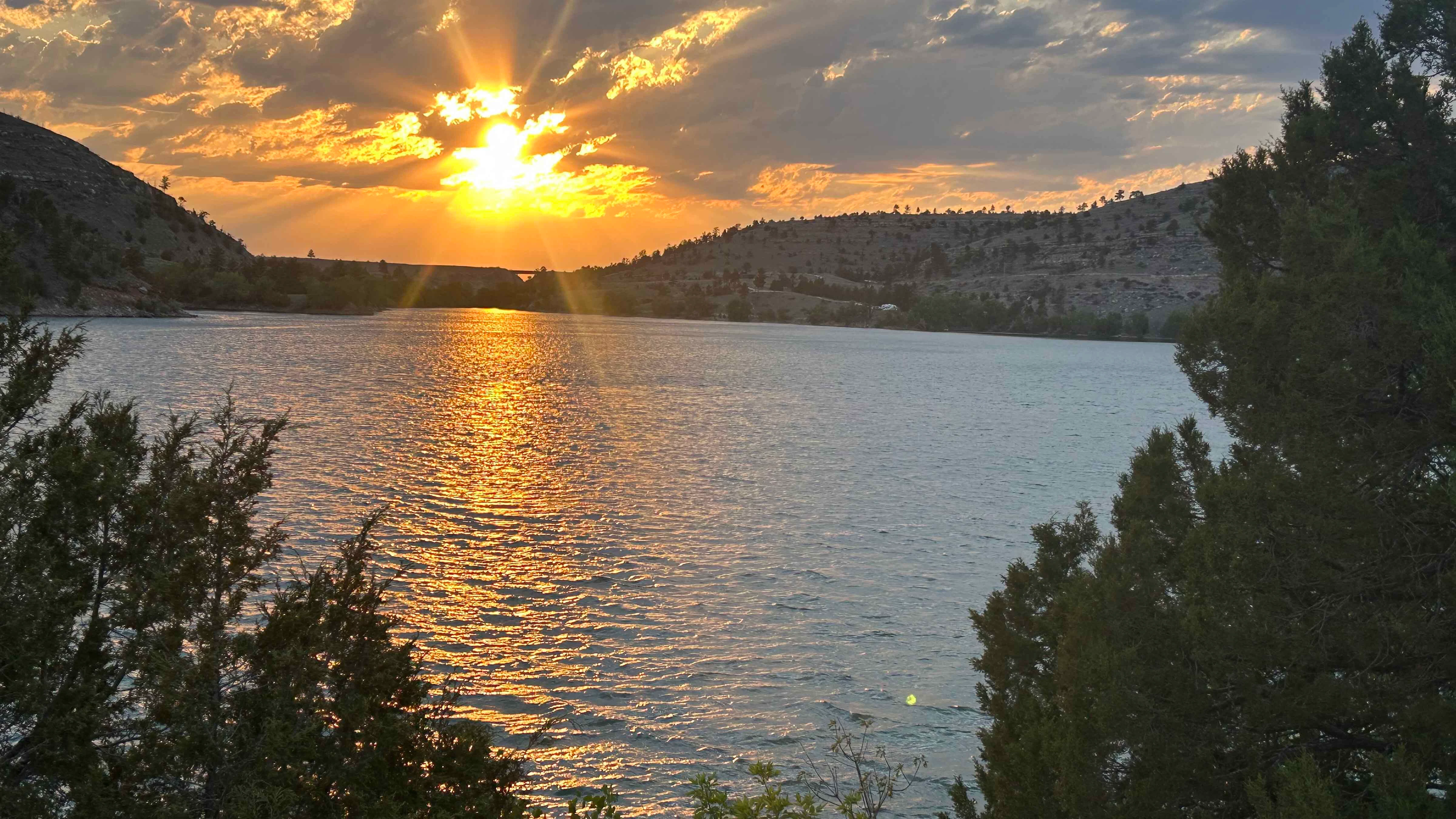 "Guernsey Lake at sunset."