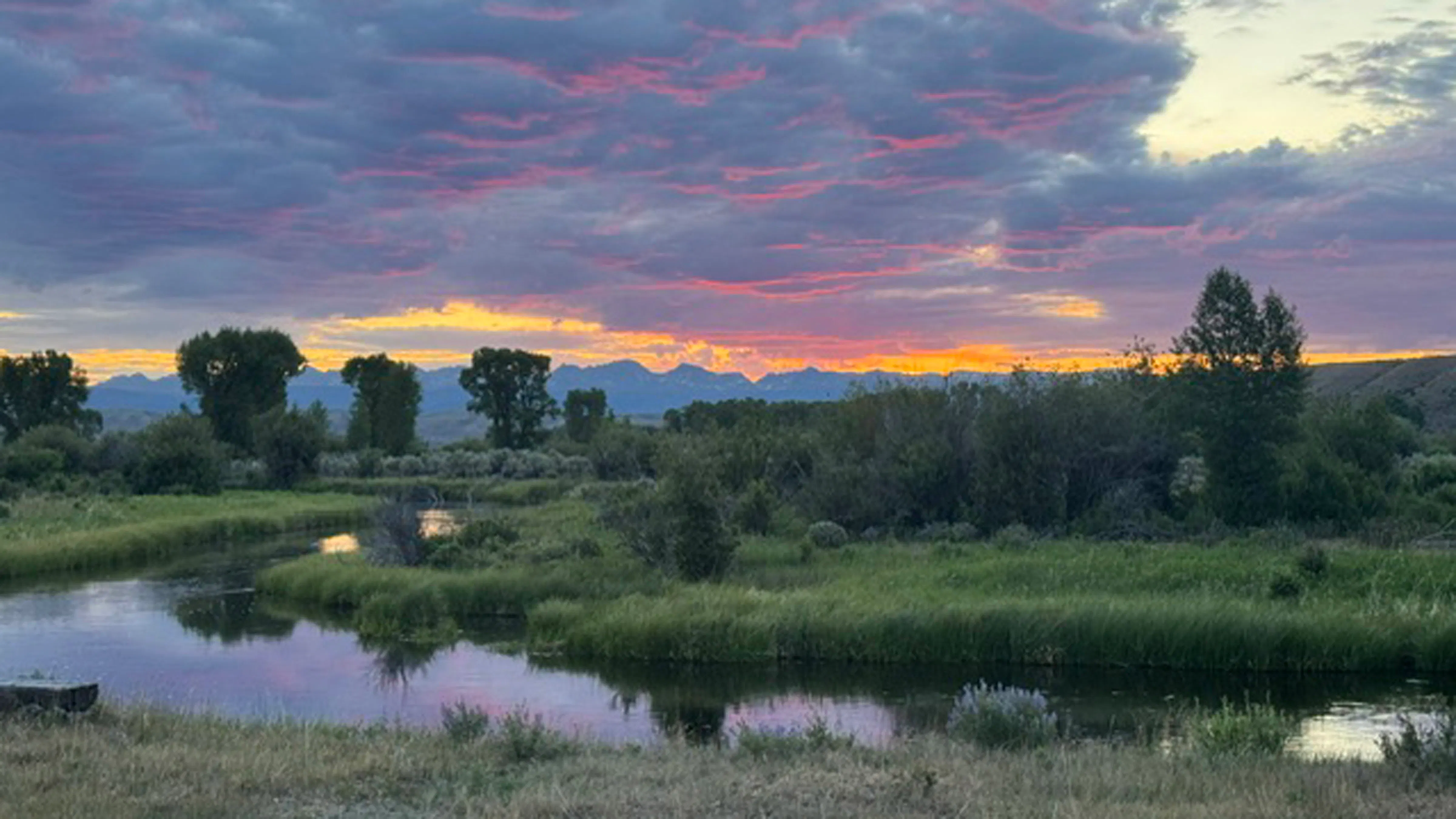 Sunset in Daniel, Wyoming, over the Wind River Range.
