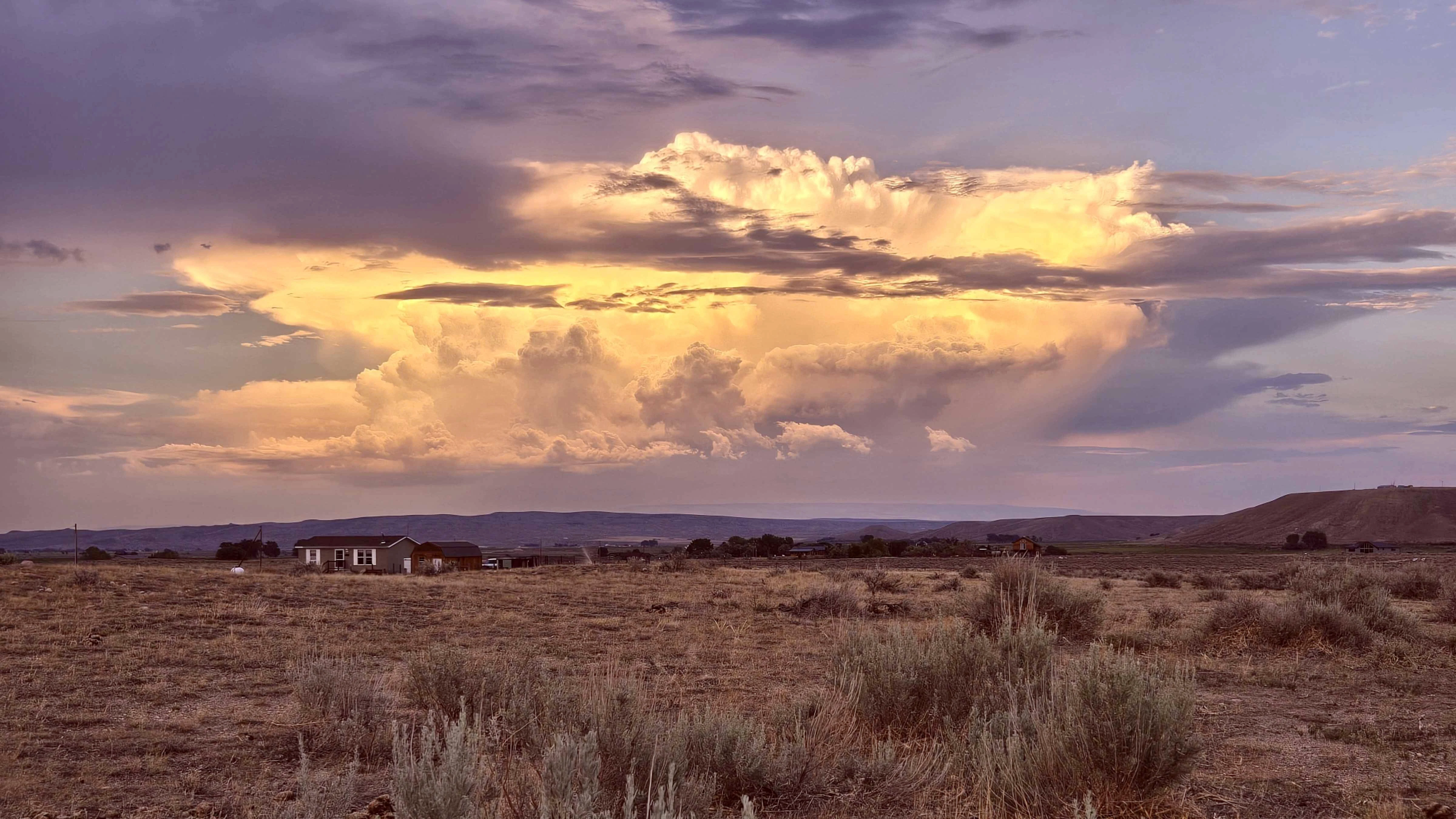 Evening thunderhead over the Pryor Mountains from Clark, Wyoming