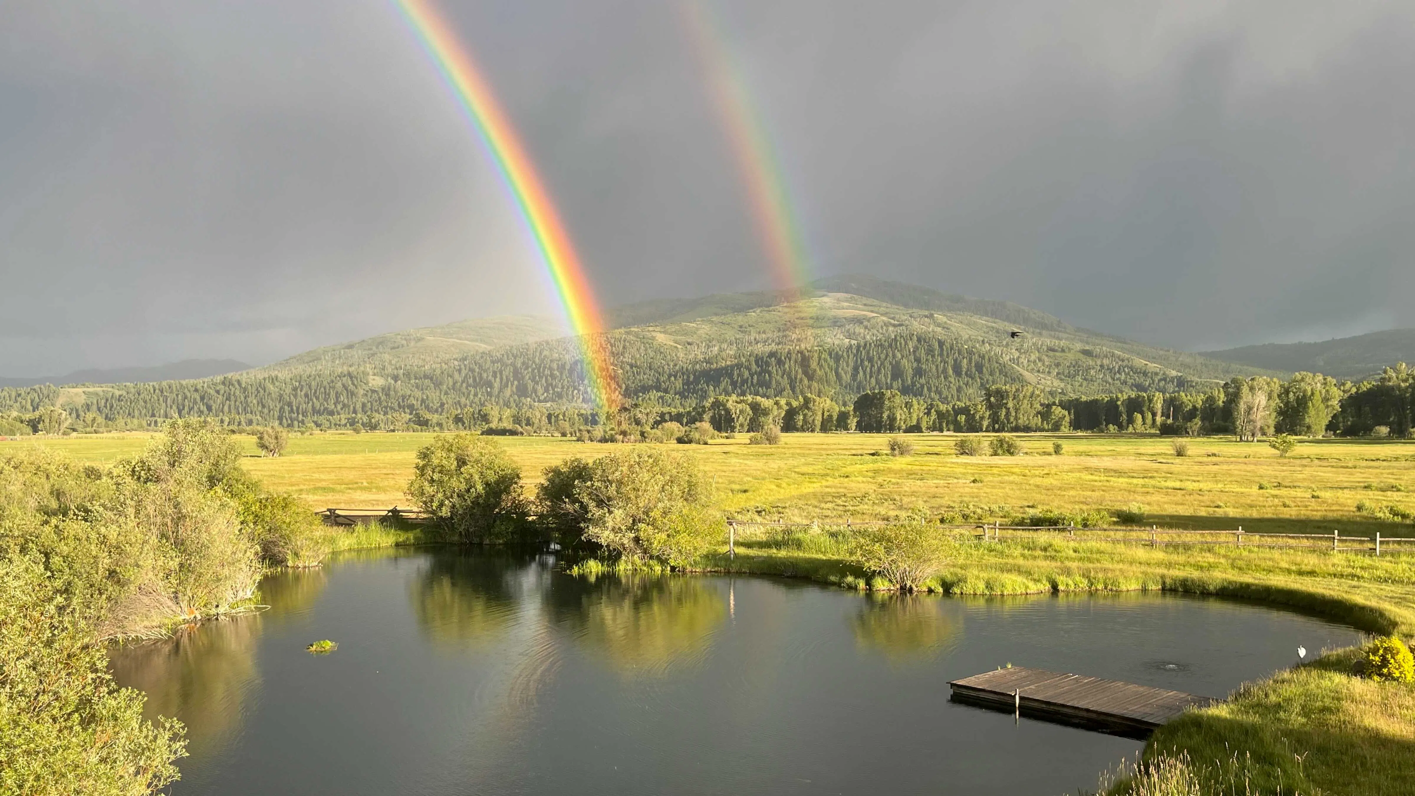 Munger Mountain with a double rainbow taken Wednesday night from our home in South Park.