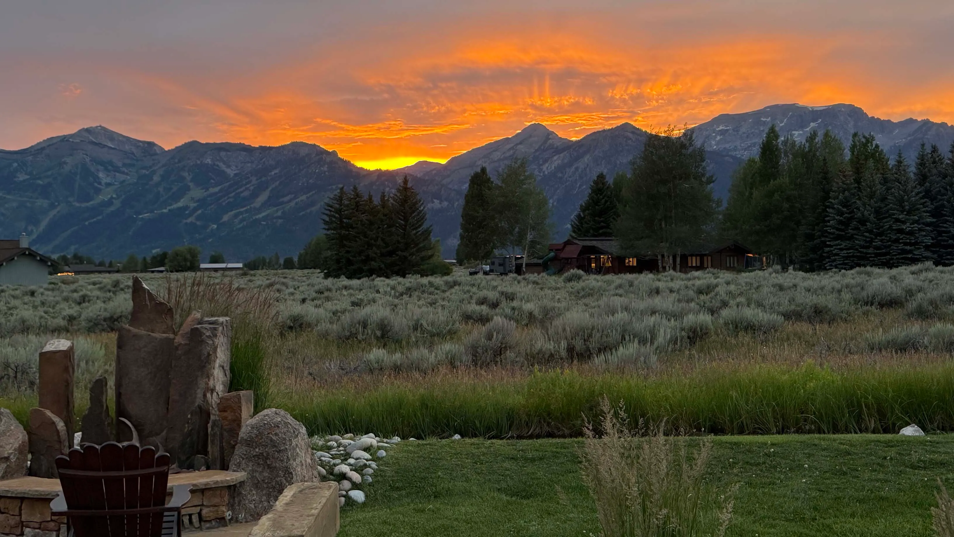 Beautiful sunset over the Tetons. Taken from my house just north of Jackson.