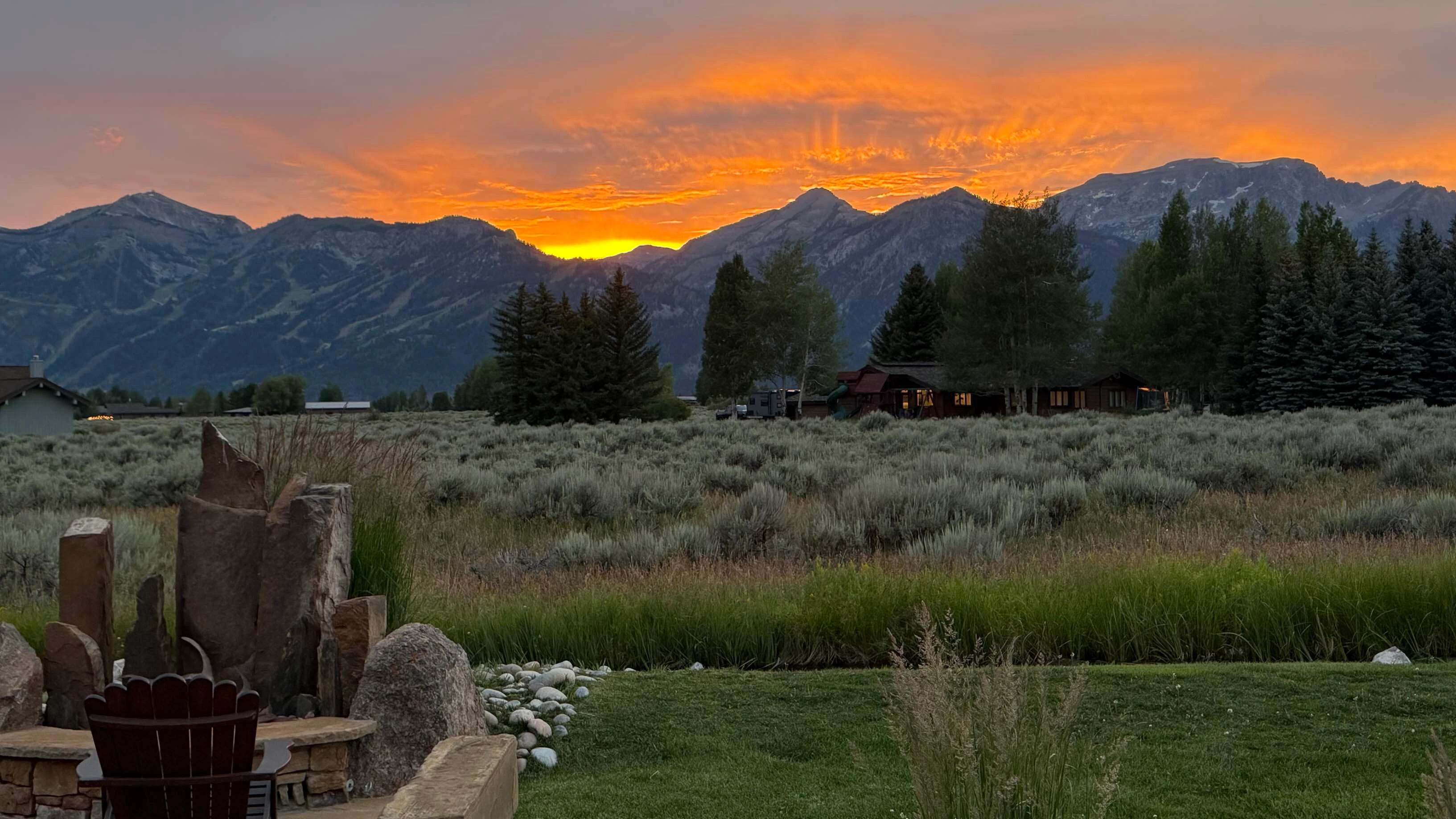Beautiful sunset over the Tetons. Taken from my house just north of Jackson.