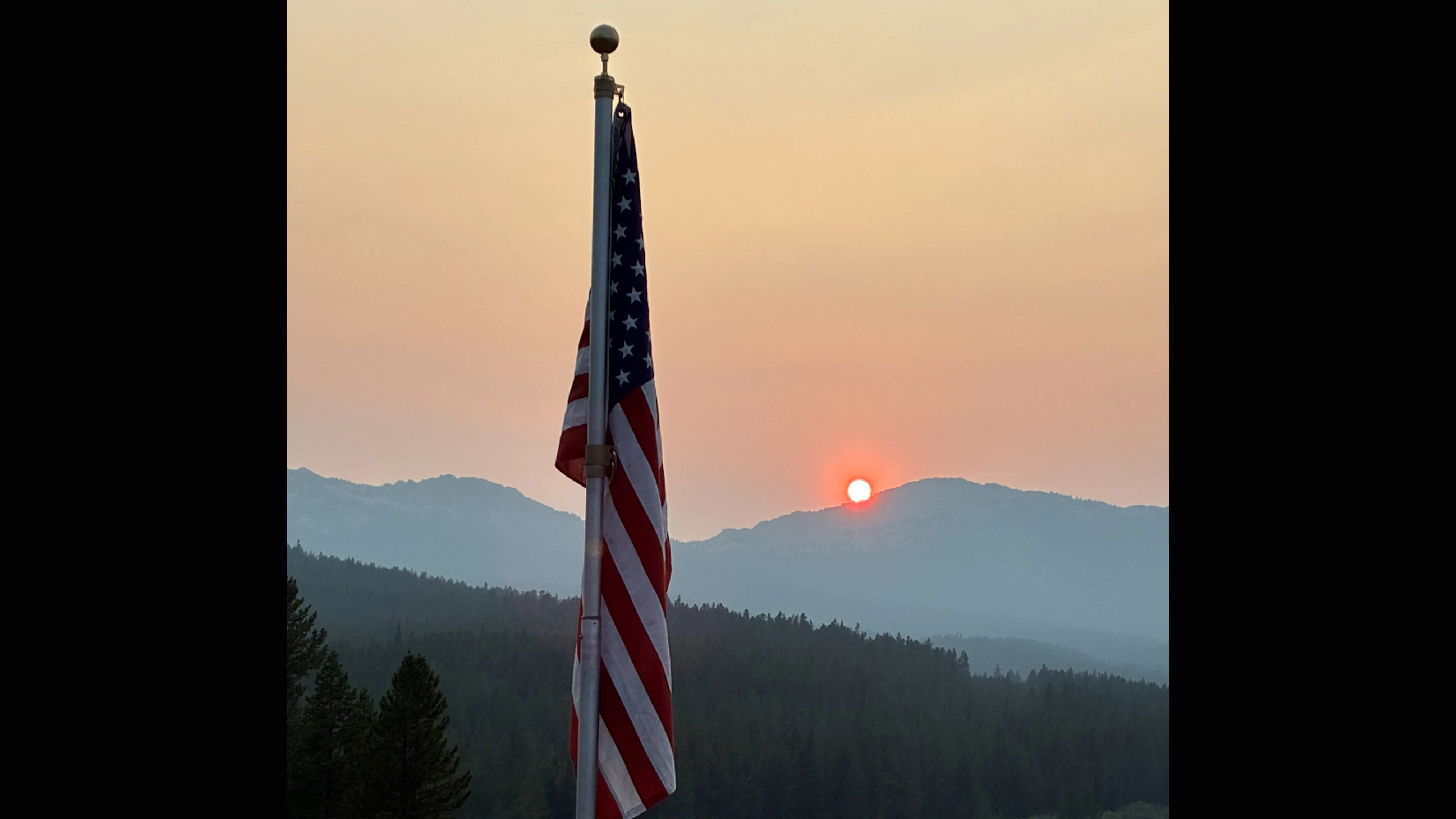 Smoky sunset in the Big Horn Mountains