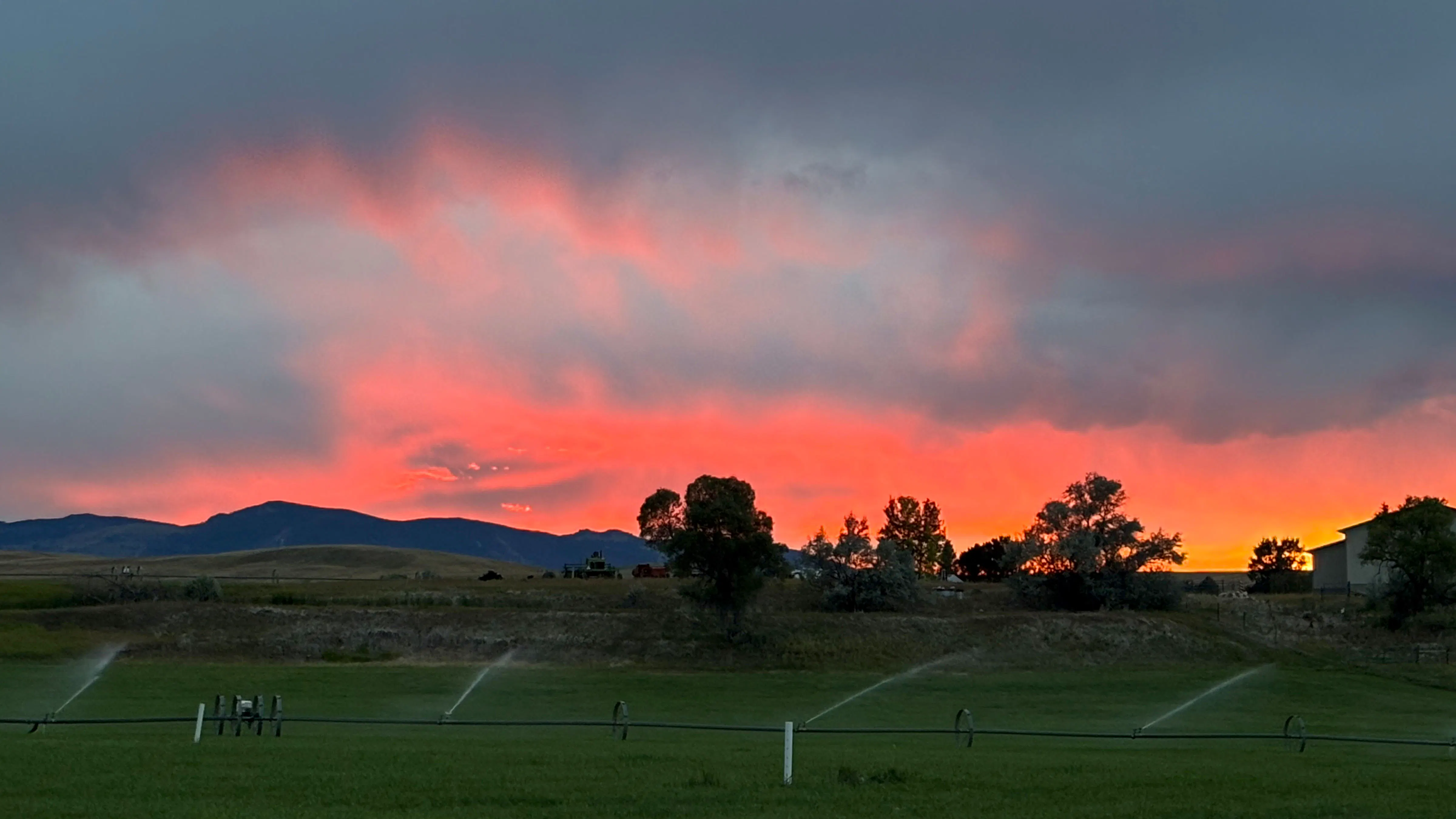 Fiery sunset from our lawn in Big Horn.