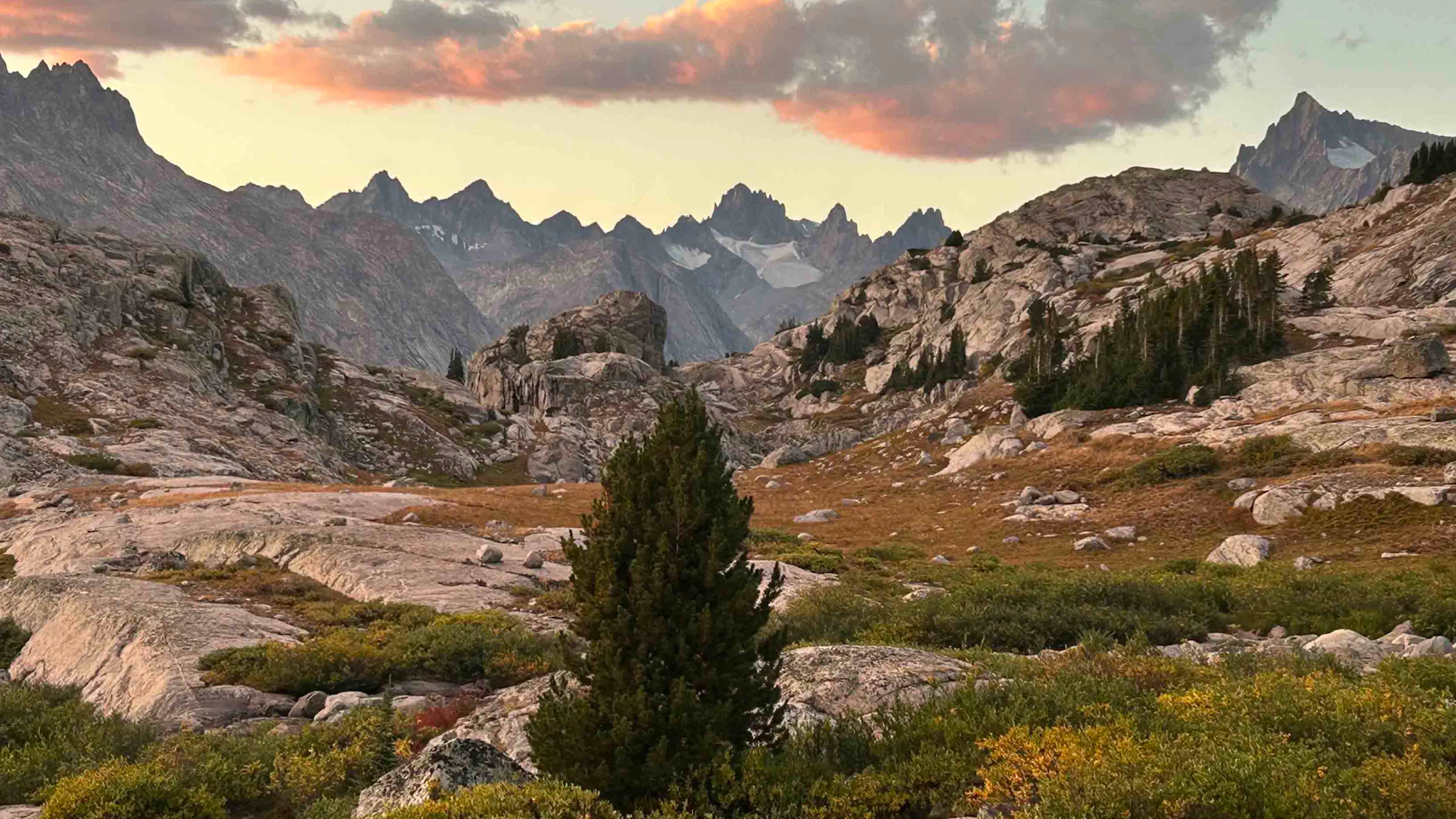 "Sunset in the Wind River Mountains."