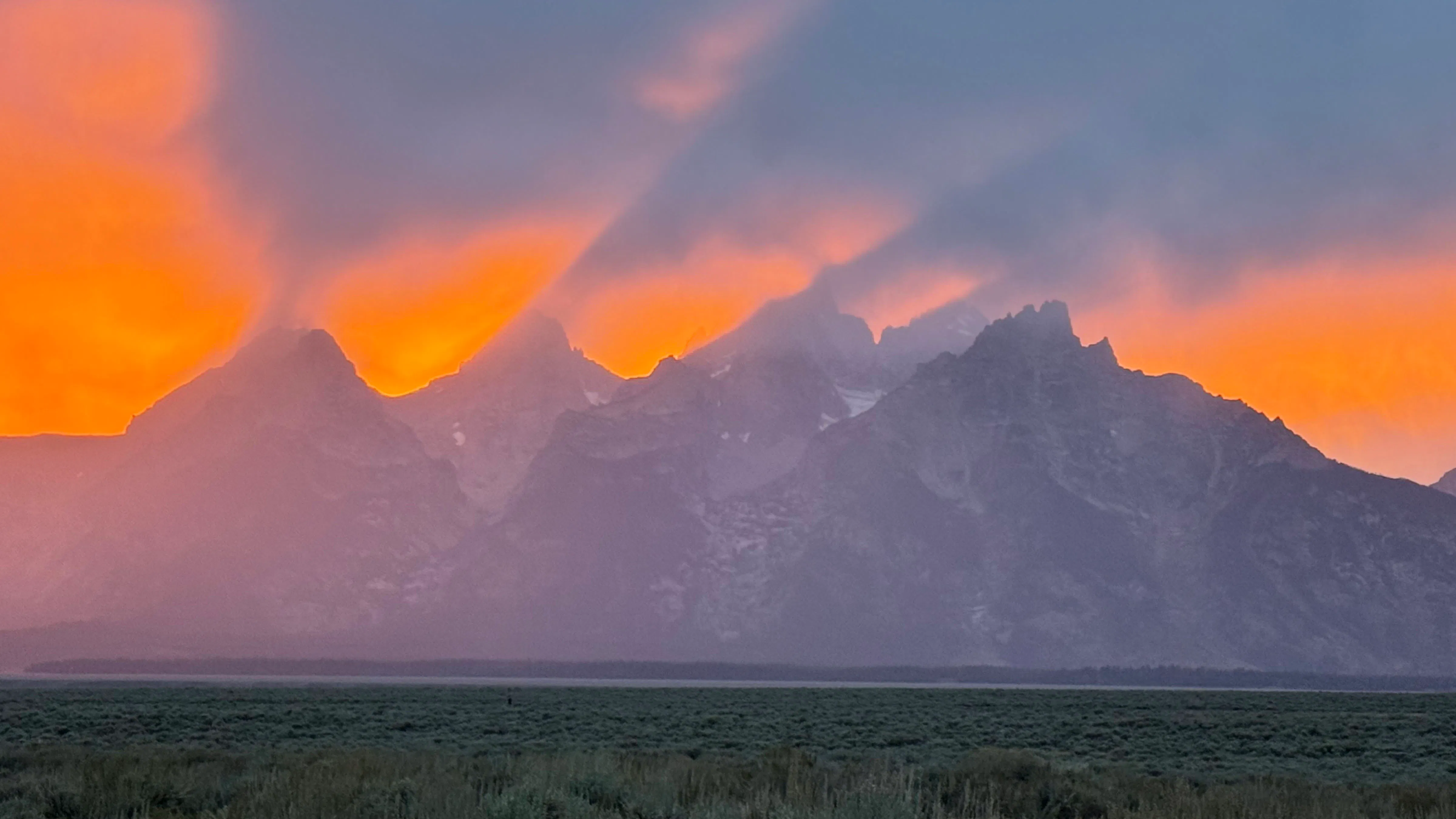 "Sunset from shadow mountain campground in Bridger-Teton National Forest."