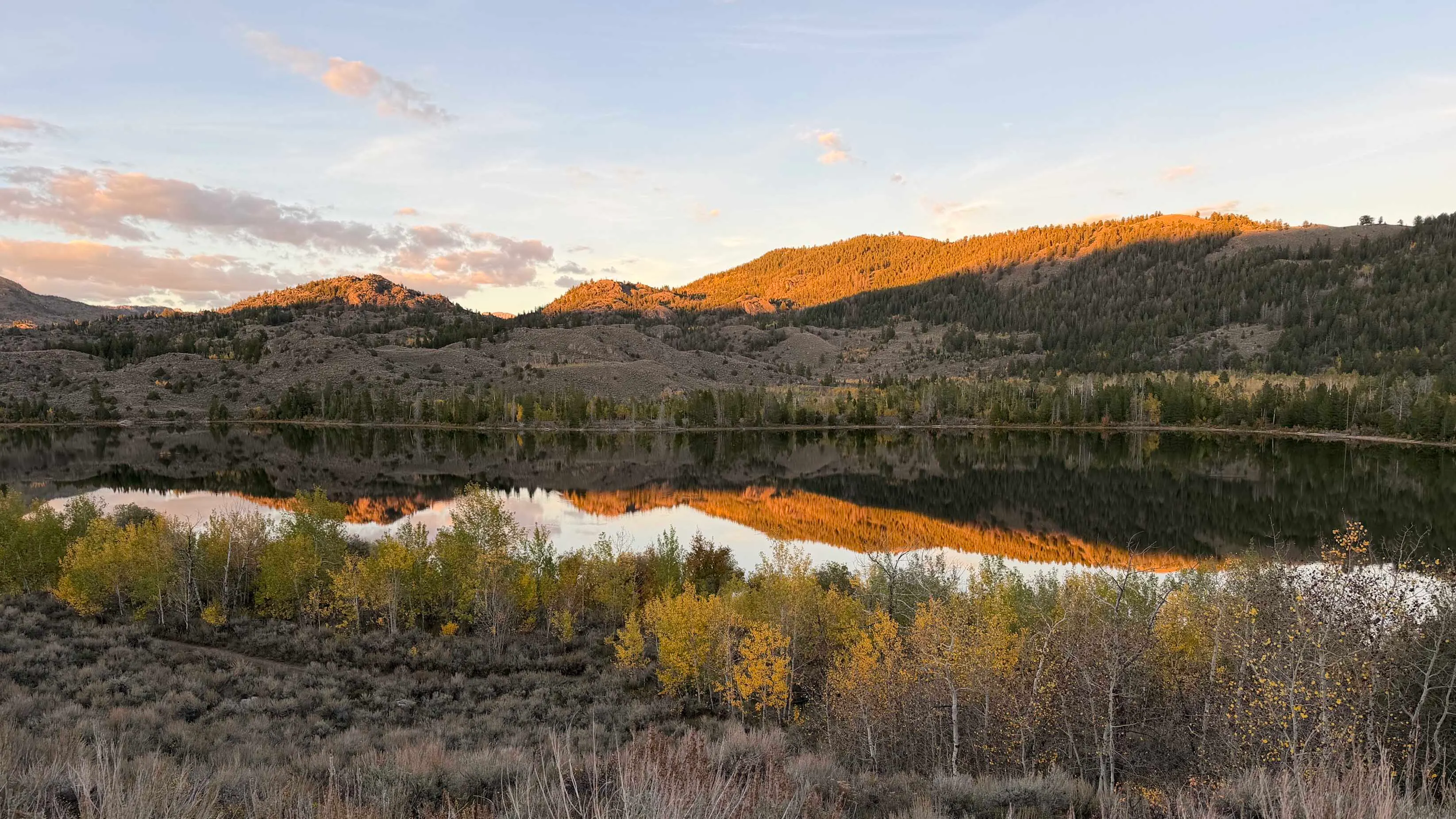 "Just before sunset on Little Halfmoon Lake, Sublette County"