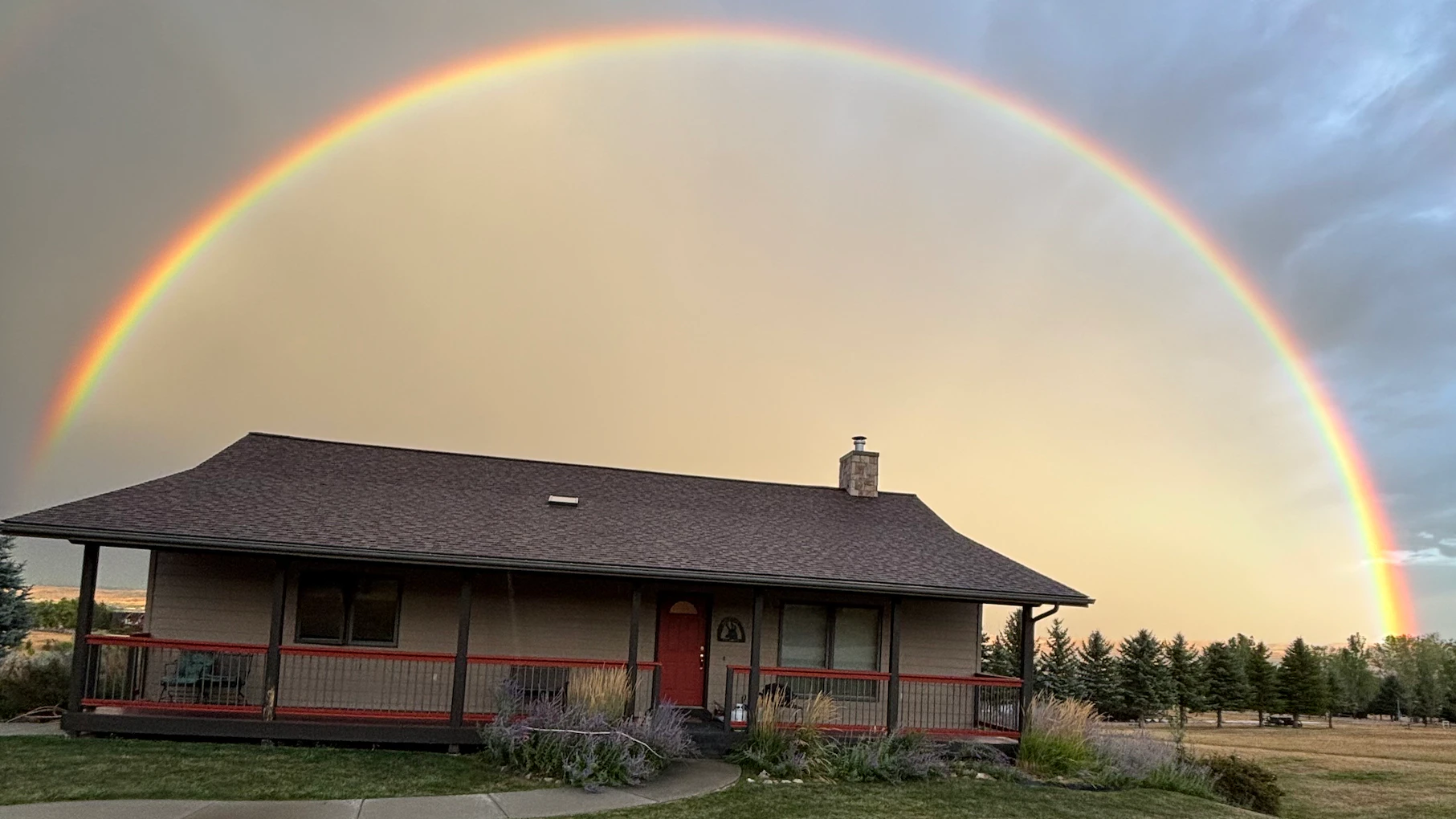 "Two miles West of Big Horn. Was a double rainbow but phone did not capture. For me, a one-time a professional photographer, a once-in-a-lifetime shot."