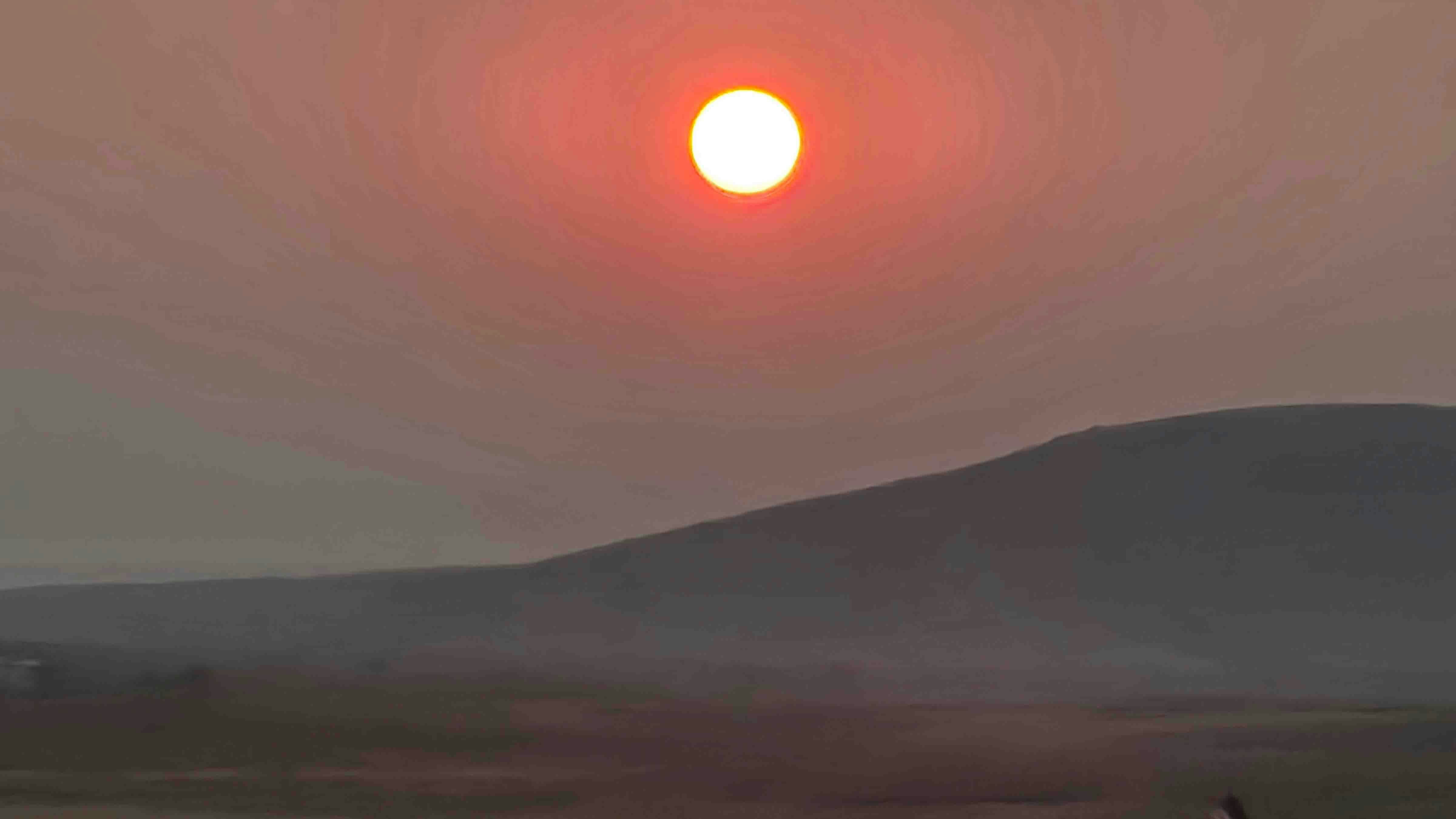 Sunrise over the Wind River Mtns, except you can't see the mountains because of the smoke from the Dollar Lake Fire in Bridger-Teton National Forest.