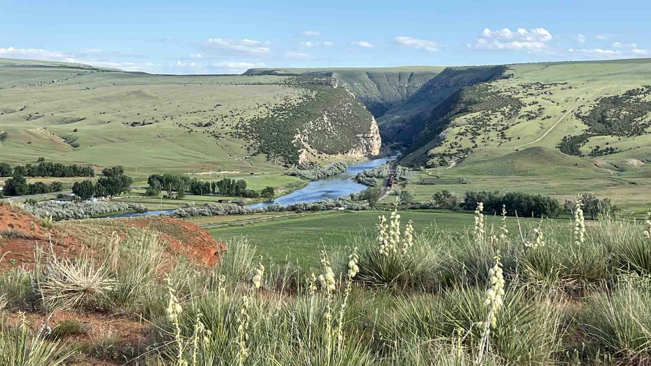 Clear skies over the entrance to Wind River Canyon south of Thermopolis