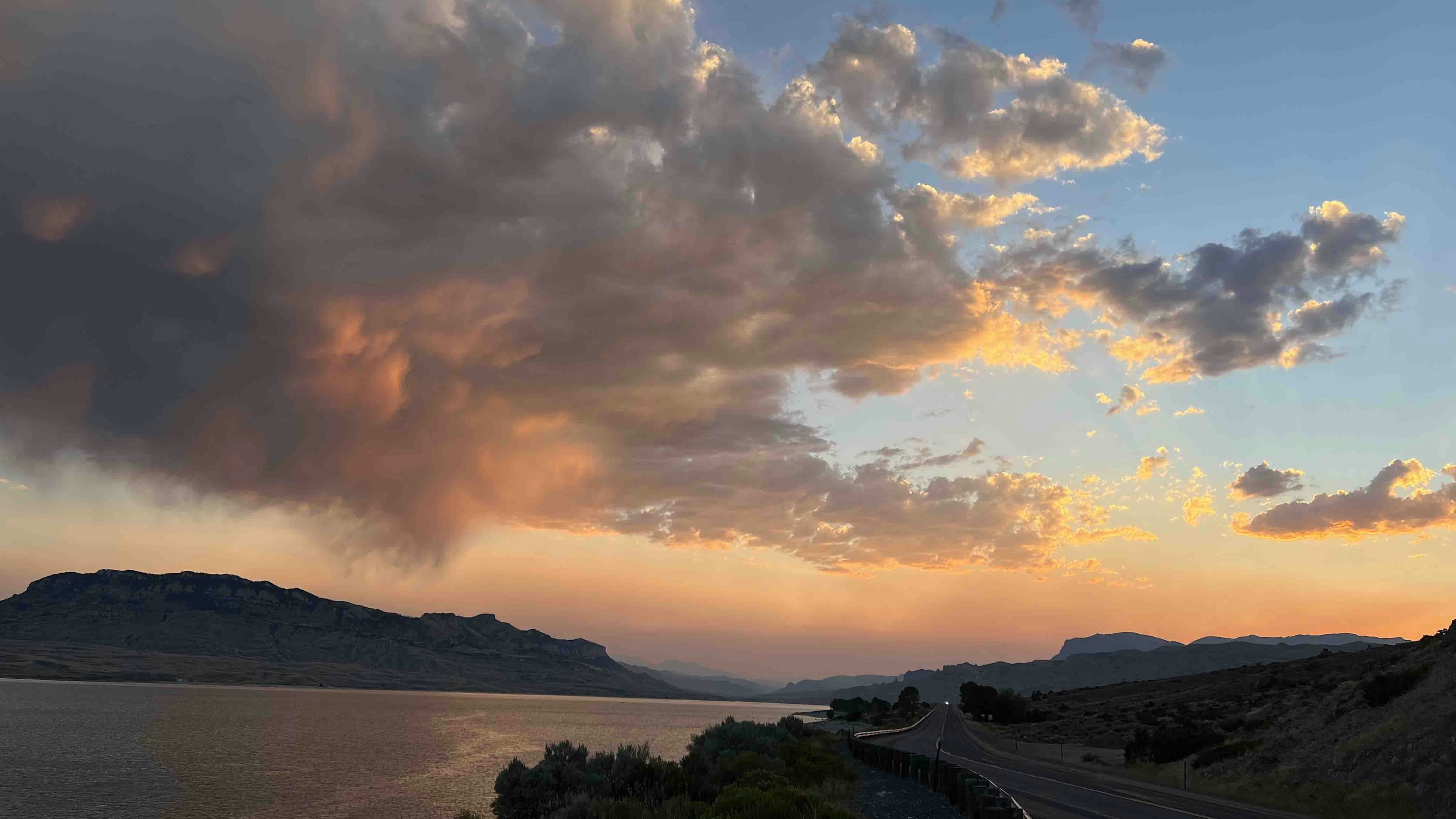 "Beautiful sunset over Buffalo Bill Reservoir, Cody." 