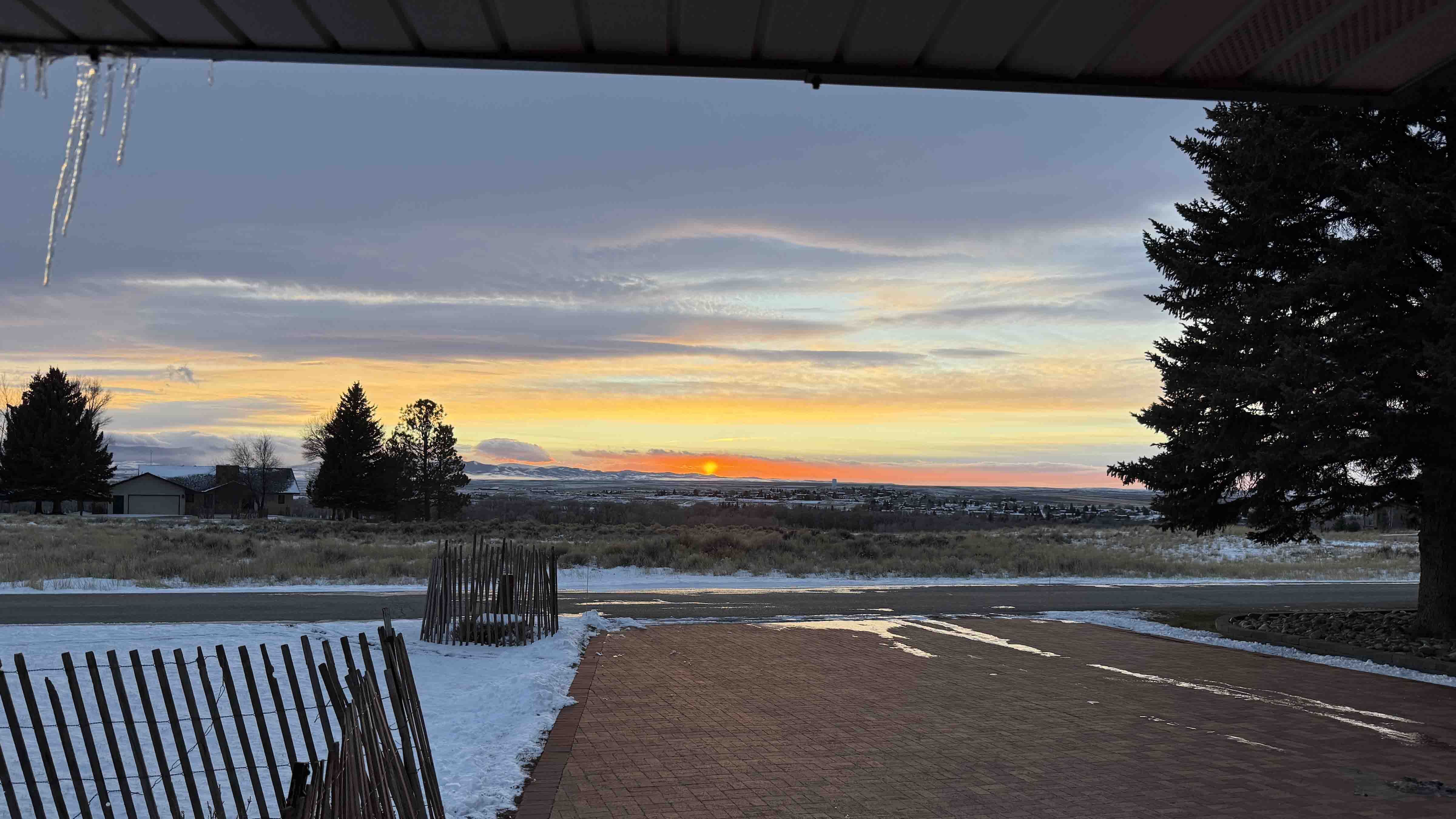 "Beautiful sunset over Saratoga."