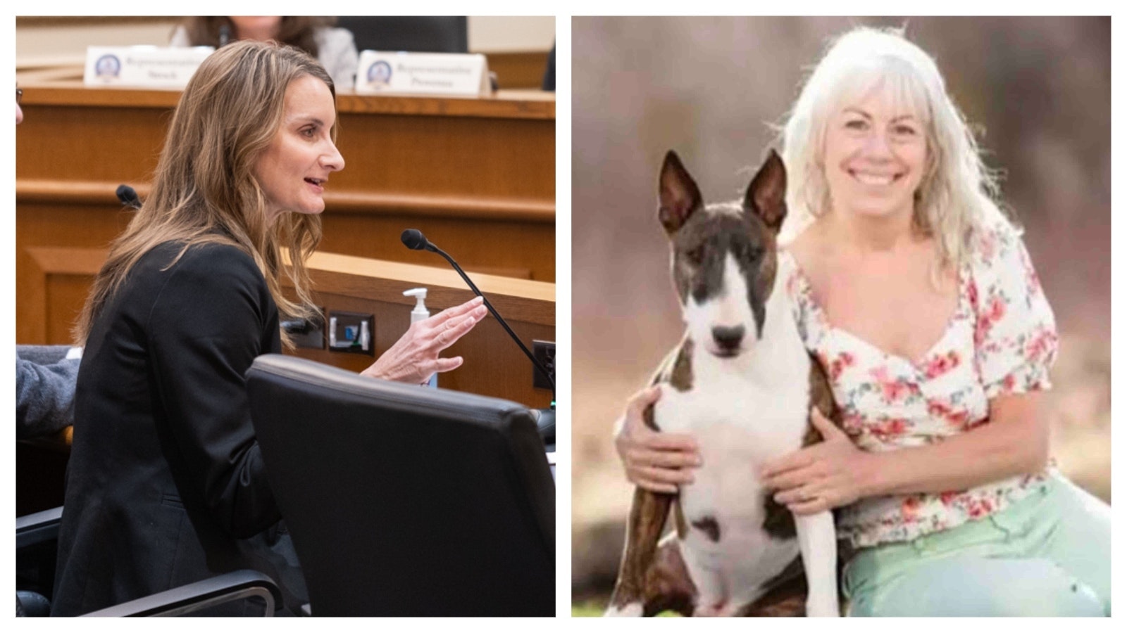 Wyoming Game and Fish Chief Game Warden Angie Bruce, left, and Afton resident Becky Barber testified Thursday about a trapping reform bill. Barber's dog Jester died in a trap last February.