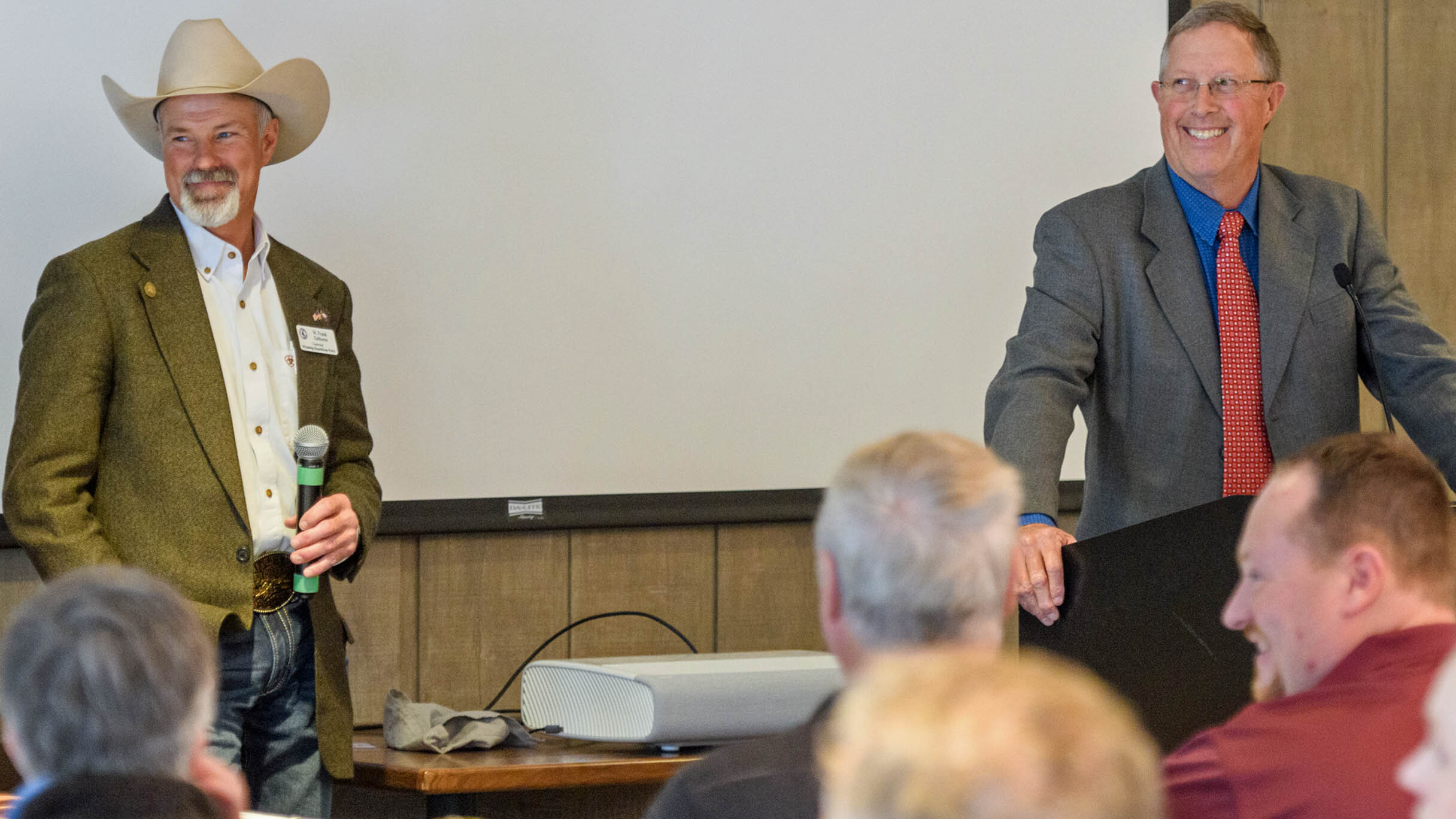 Frank Eathorne (left) was reelected as Wyoming GOP chair on Saturday over Frank Moore (right).