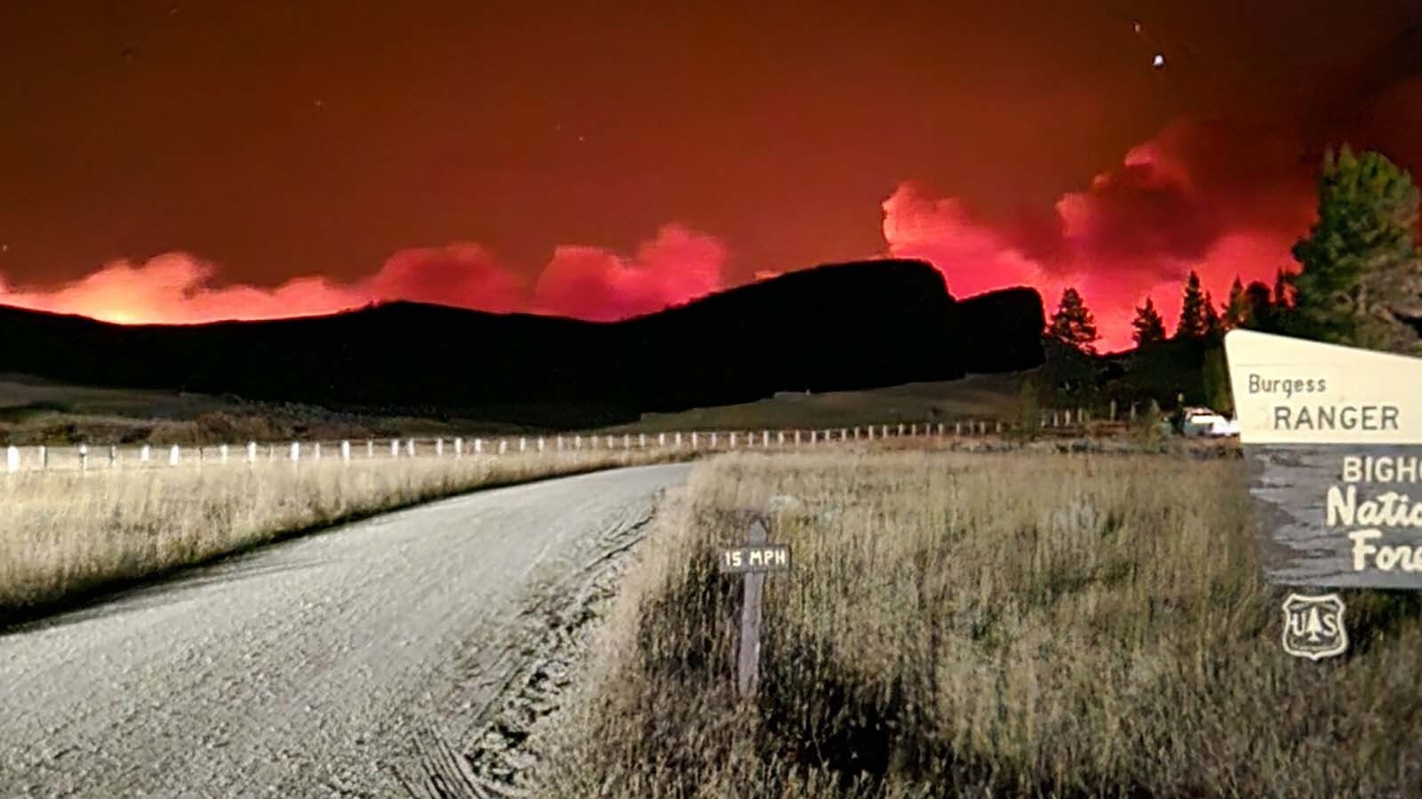 The Elk Fire is burning out of control about 6 miles northwest of Dayton, Wyoming, in northern Sheridan County, and its pushing south fast. The town and areas around it have been evacuated.