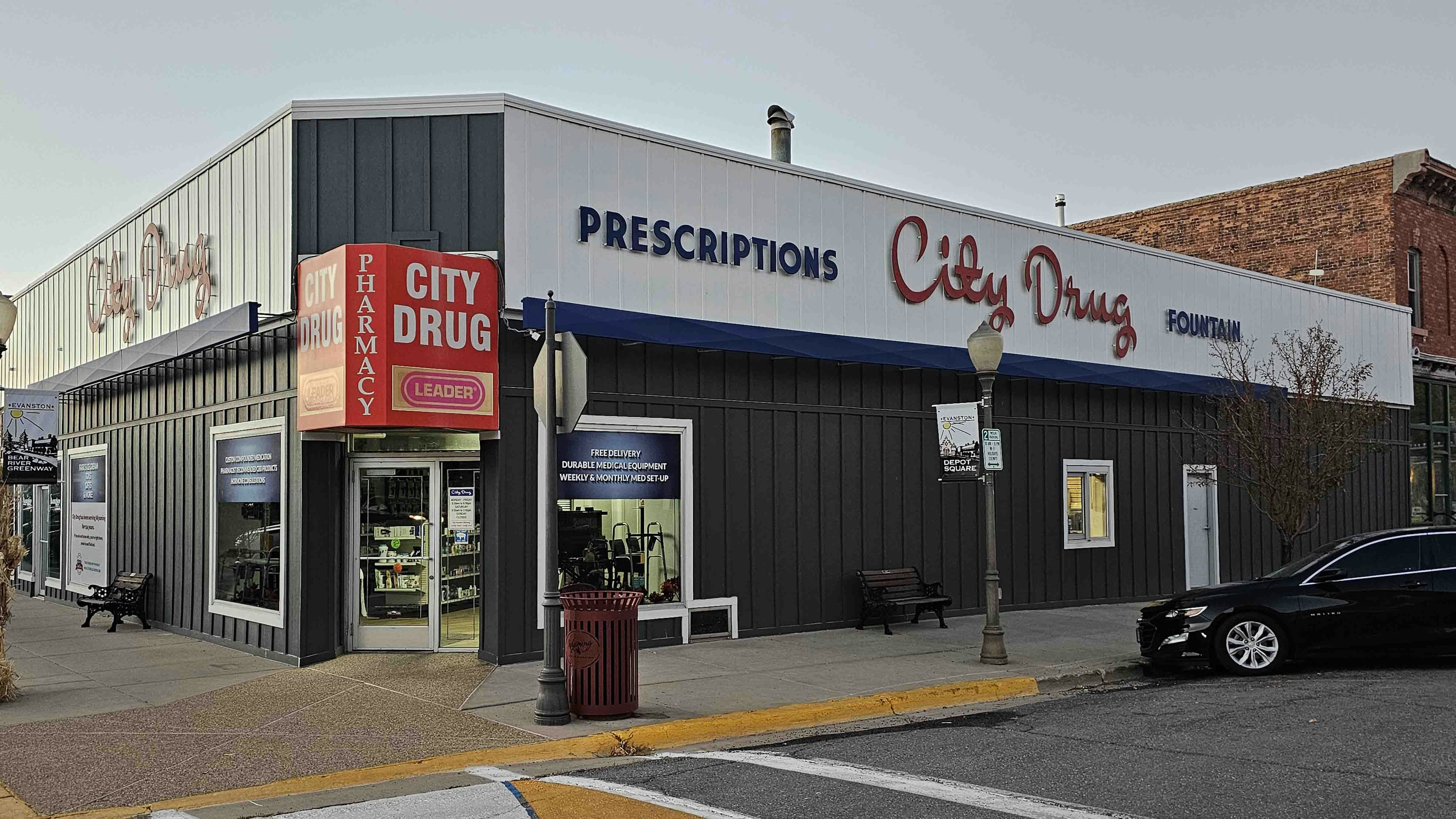 Evanston is one of those small towns that still a drug store. Available medical care in Evanston helps make the town more attractive to retirees.