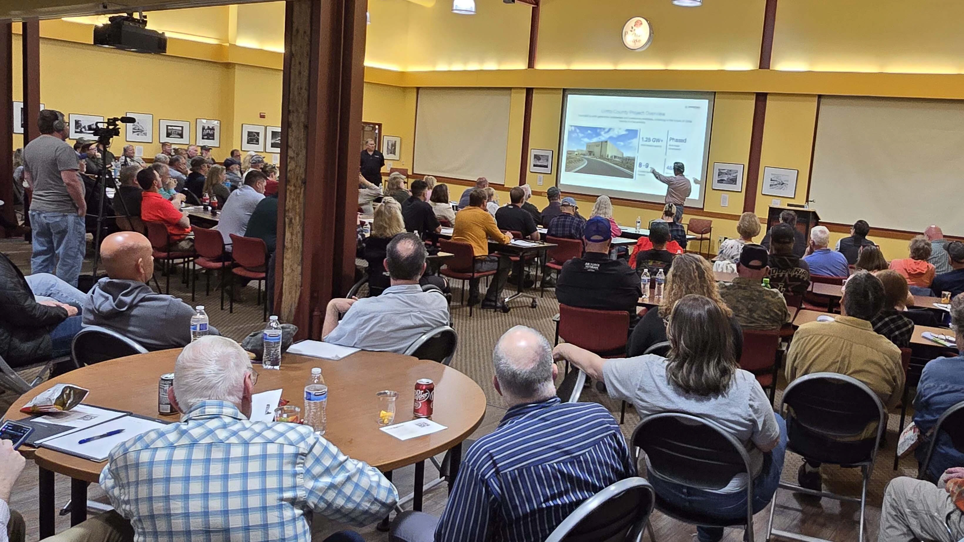 A packed house turned out in Evanston's Roundhouse to hear answers about Prometheus Hyperscale's proposed data center in Uinta County.